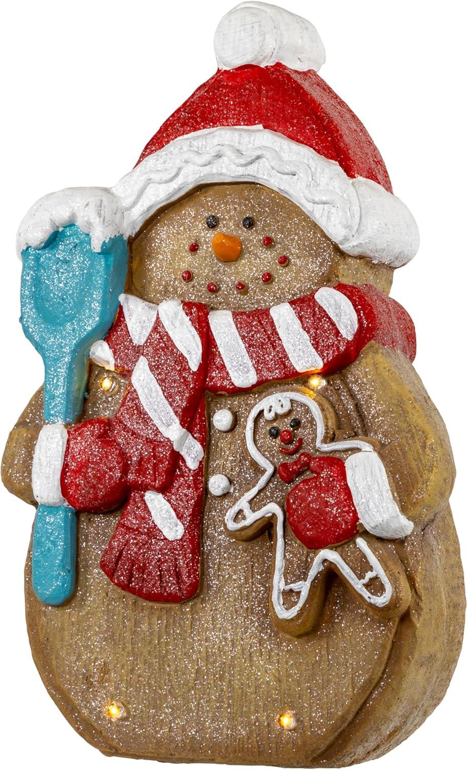 Northlight LED Lighted Gingerbread Snowman with Cookie Christmas Figure - 15.75"