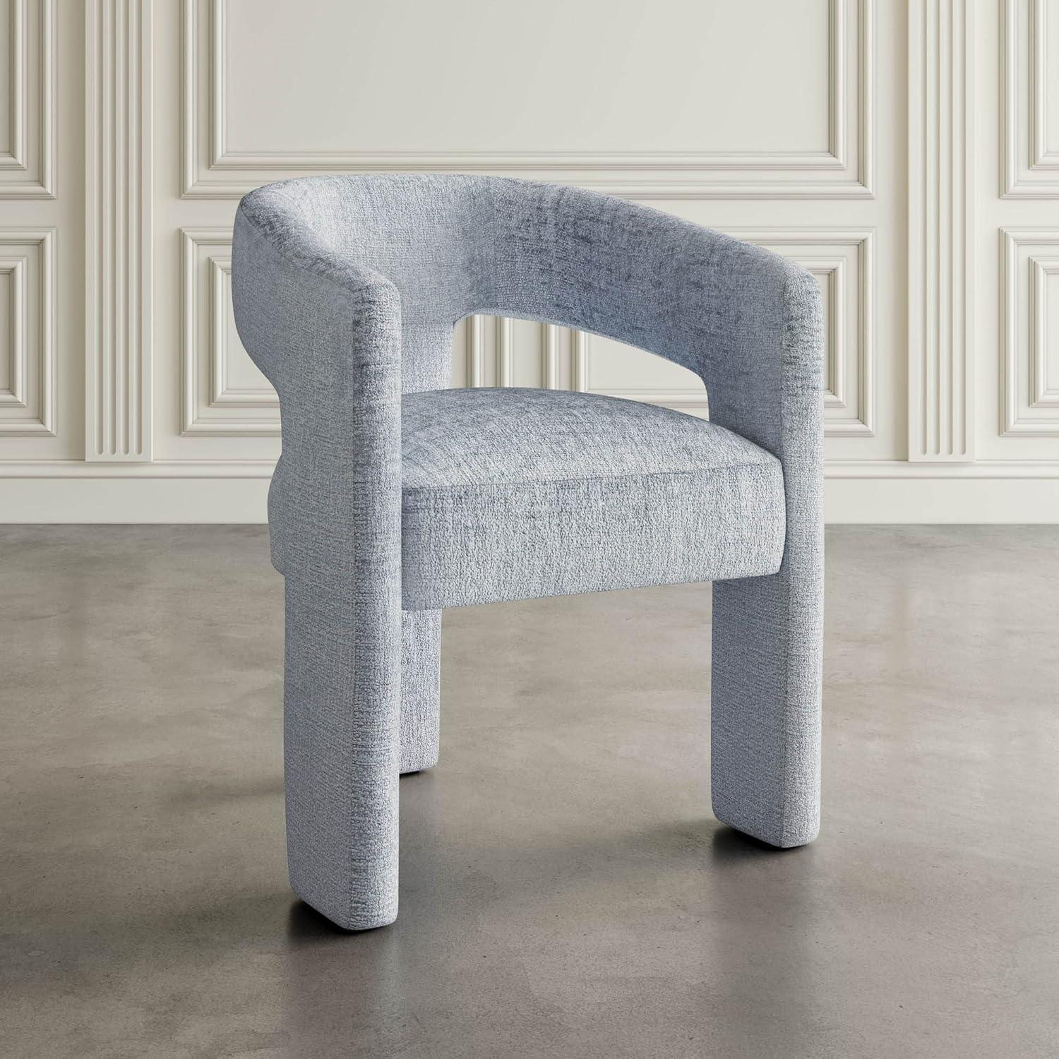 Jofran,Gwen Modern Luxury Jacquard Fabric Upholstered Sculpture Armchair- Blue Color