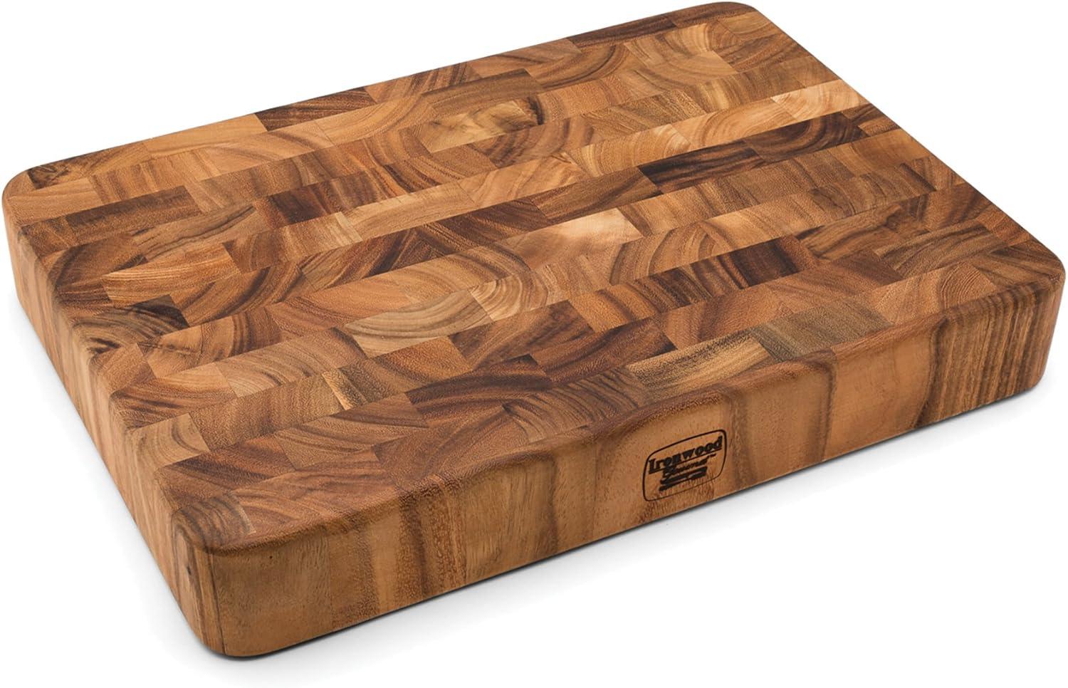 Ironwood Gourmet Union Stock Yard End Grain Butcher Block, Acacia Wood, 14" x 20" x 3"