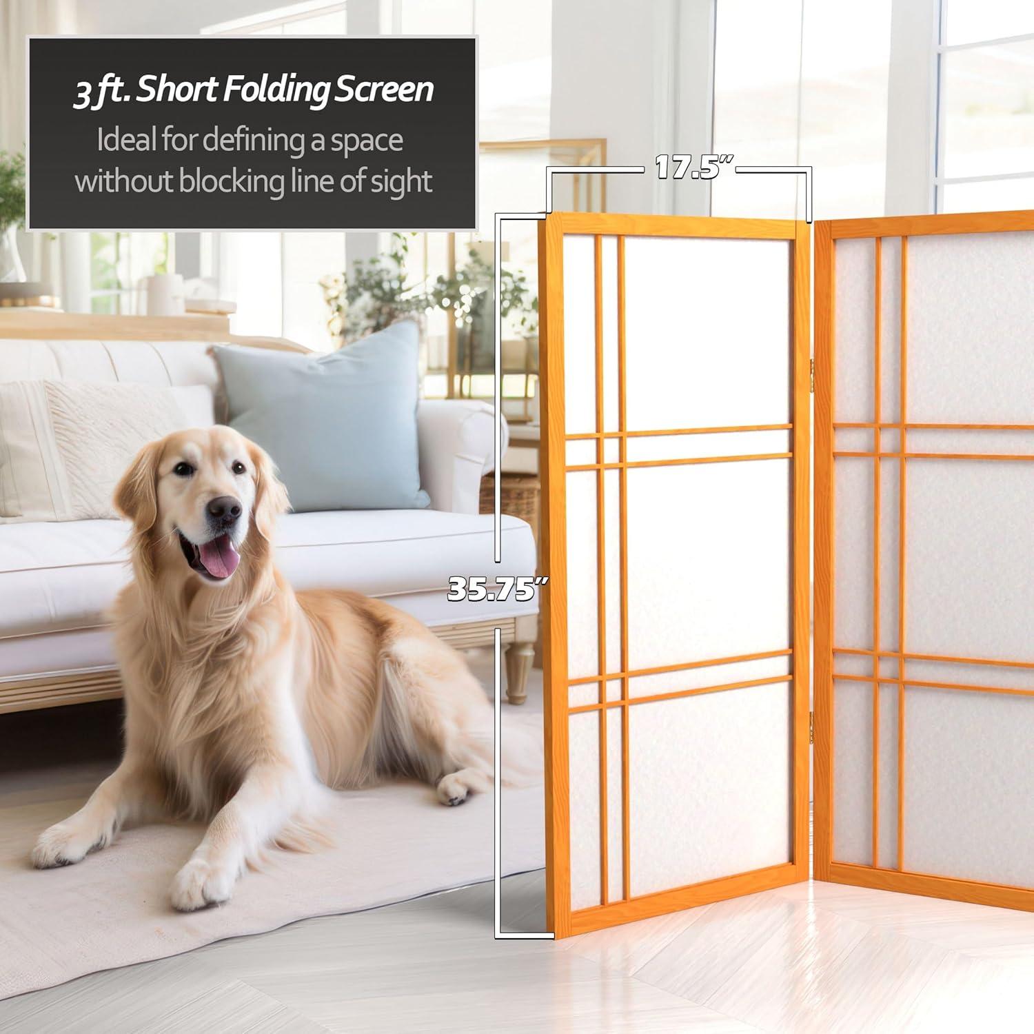 Honey 3 ft. Short Folding Shoji Screen with 6 Panels