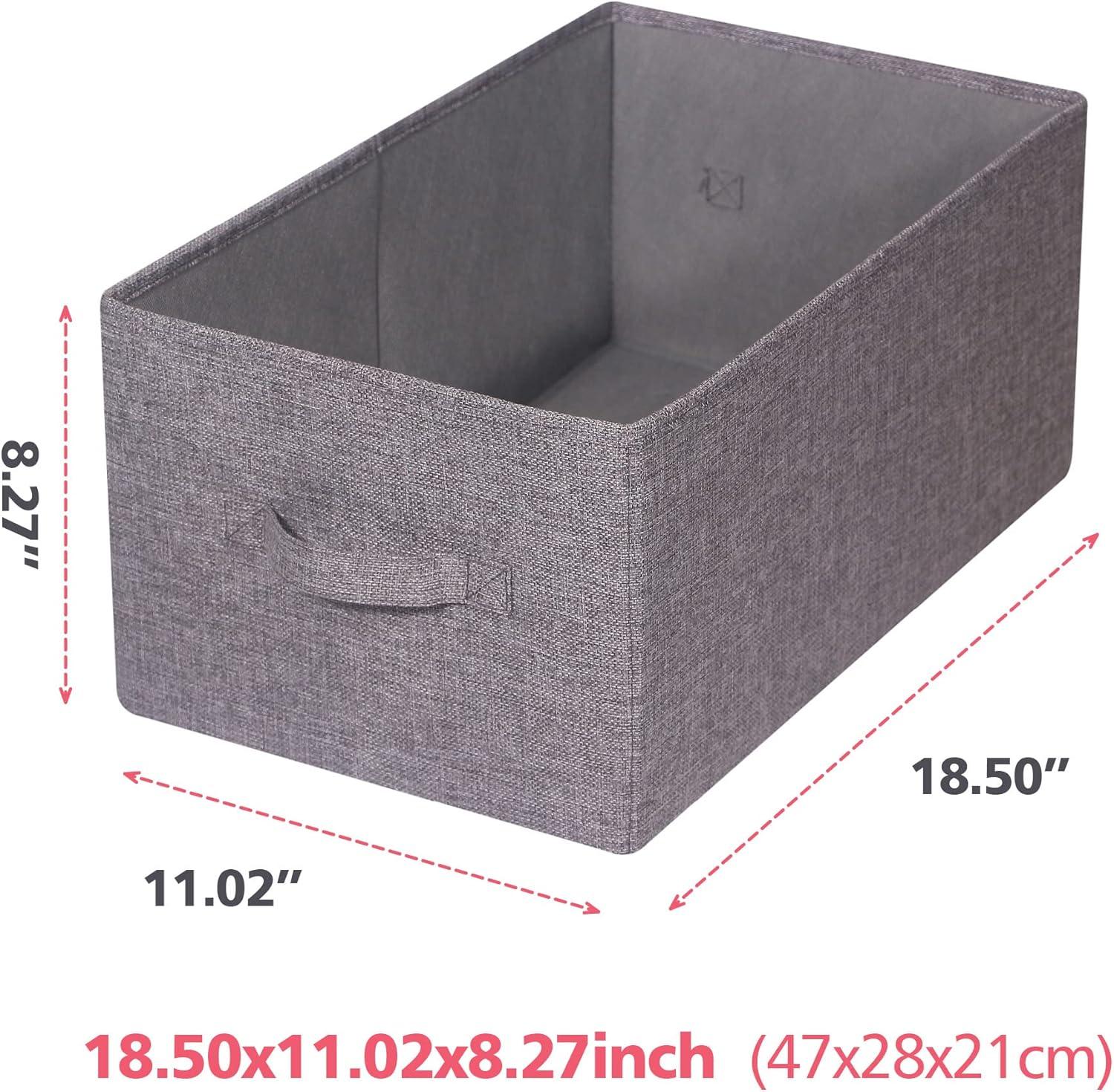 Set of 3 Gray Fabric Foldable Closet Organizer Bins