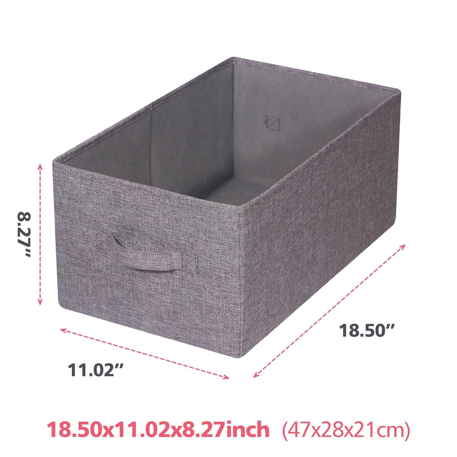 Set of 3 Closet Organizer Bins with Handle, Fabric Foldable Storage Baskets Cloth Box Containers for Shelves Home Office Clothes Clothing