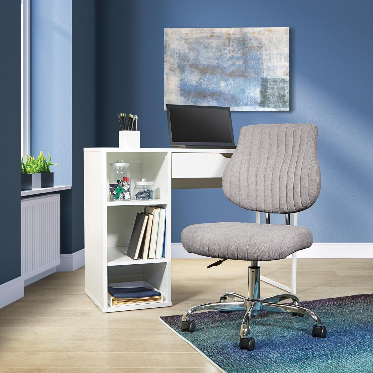 Fog Gray Ergonomic Armless Swivel Office Chair with Chrome Base