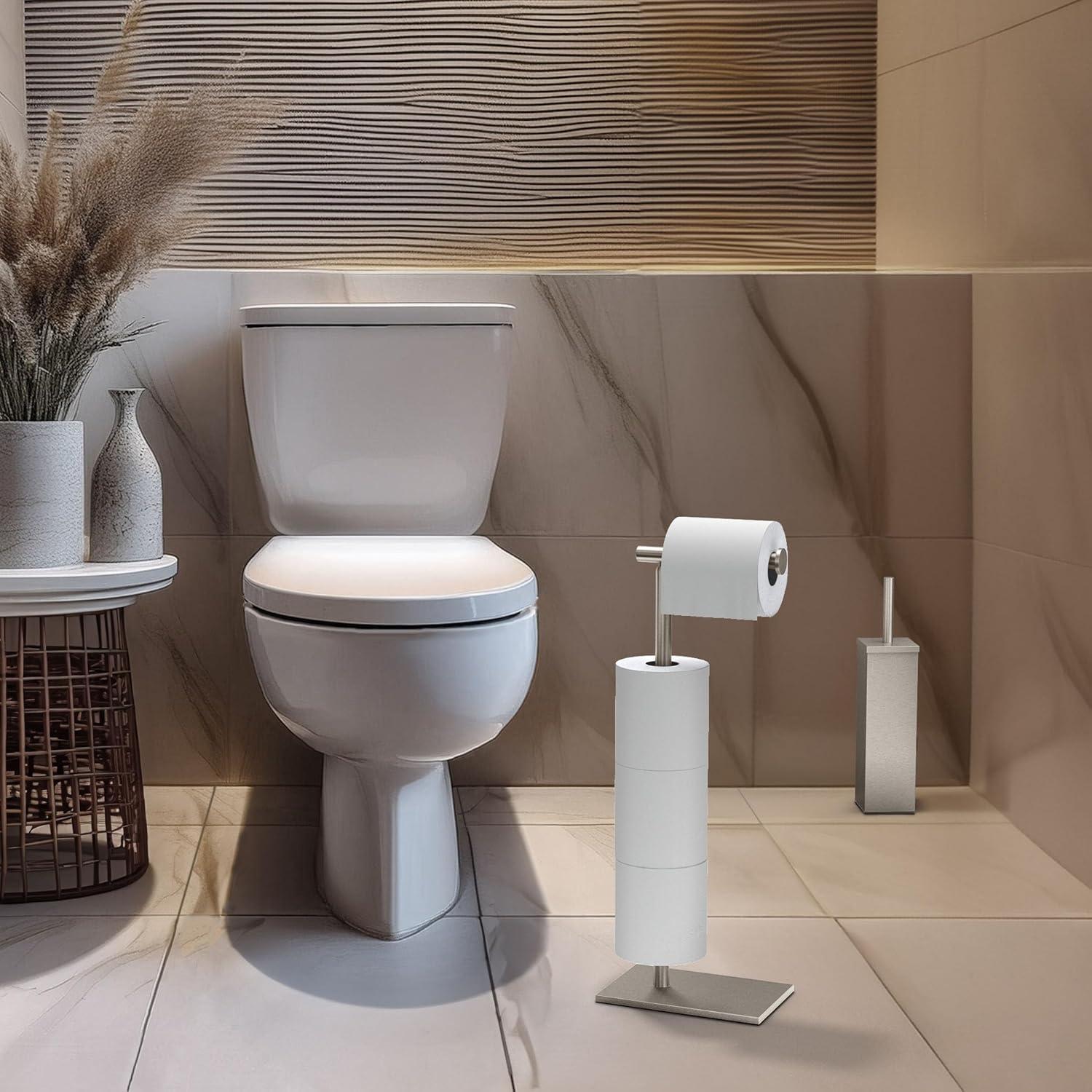 Freestanding Toilet Paper Holder with Storage