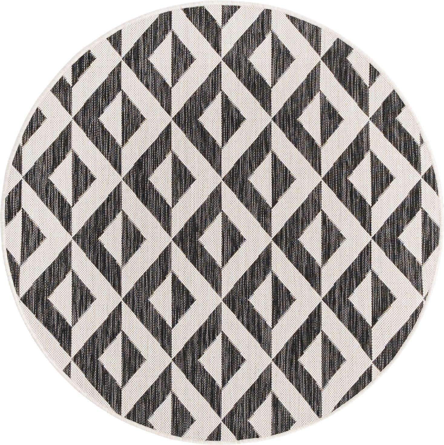 Jill Zarin 4' 0 x 4' 0 Round Indoor/Outdoor Charcoal Gray Area Rug