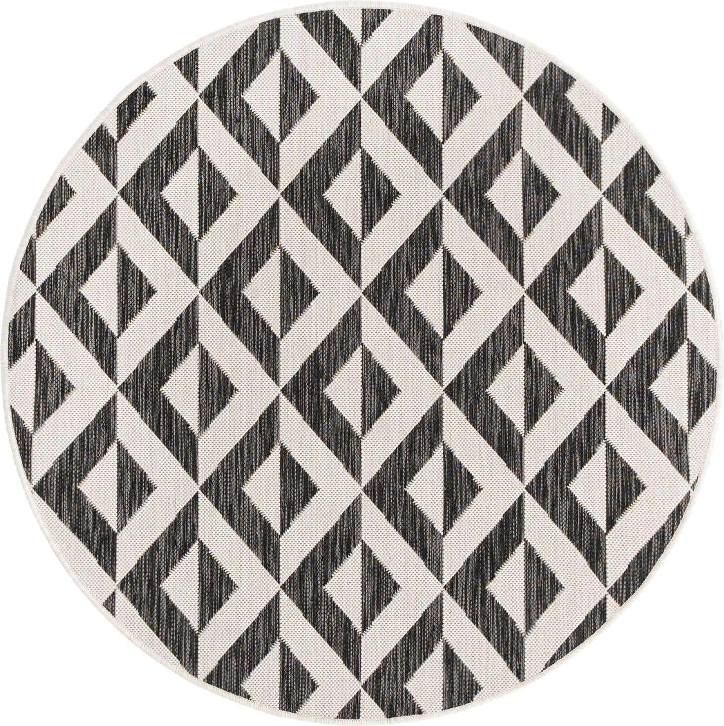 Jill Zarin 4' 0 x 4' 0 Round Indoor/Outdoor Charcoal Gray Area Rug
