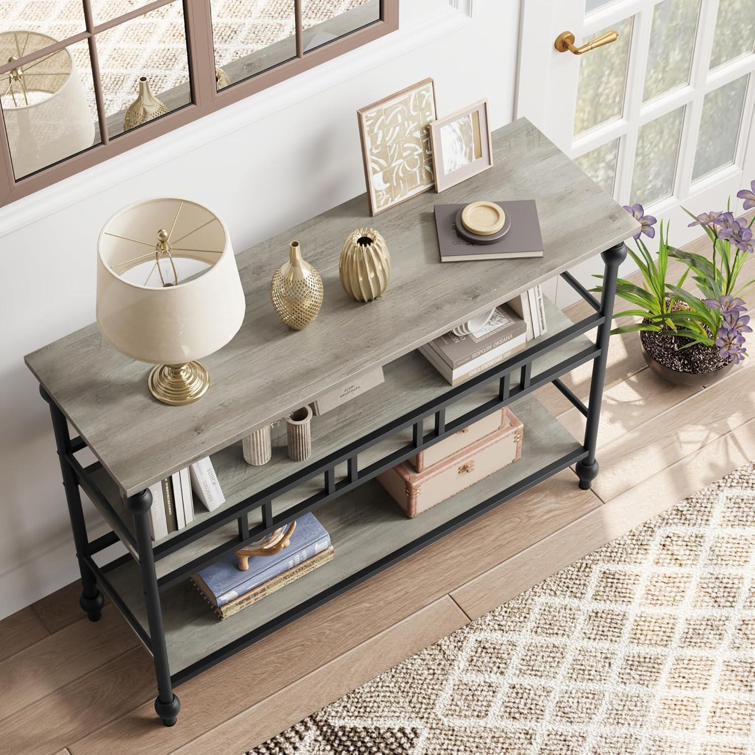 Console Table, 3-Tier Sofa Tables Narrow Entryway Table with Storage, 43" Behind Couch Table Industrial Hallway Table Home Furniture for Living Room, Foyer, Bedroom