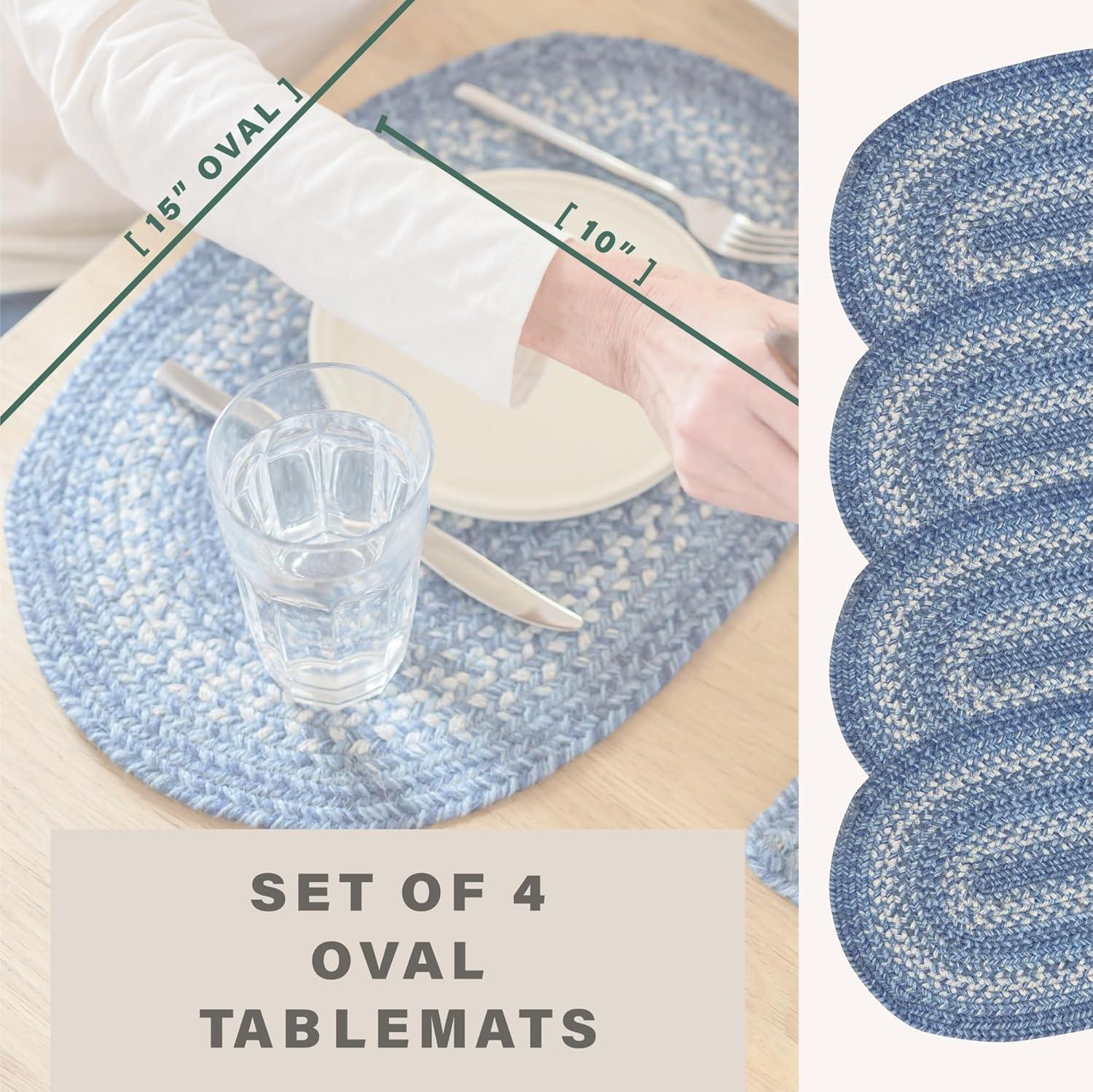 Homespice - Denim Blue Runner for Table 11x36 inches, a Long and Thick Table Runner to Use as a Coastal Style Dinner Table Runner - Handmade from Premium Jute - Reversible and Durable Braided Runner