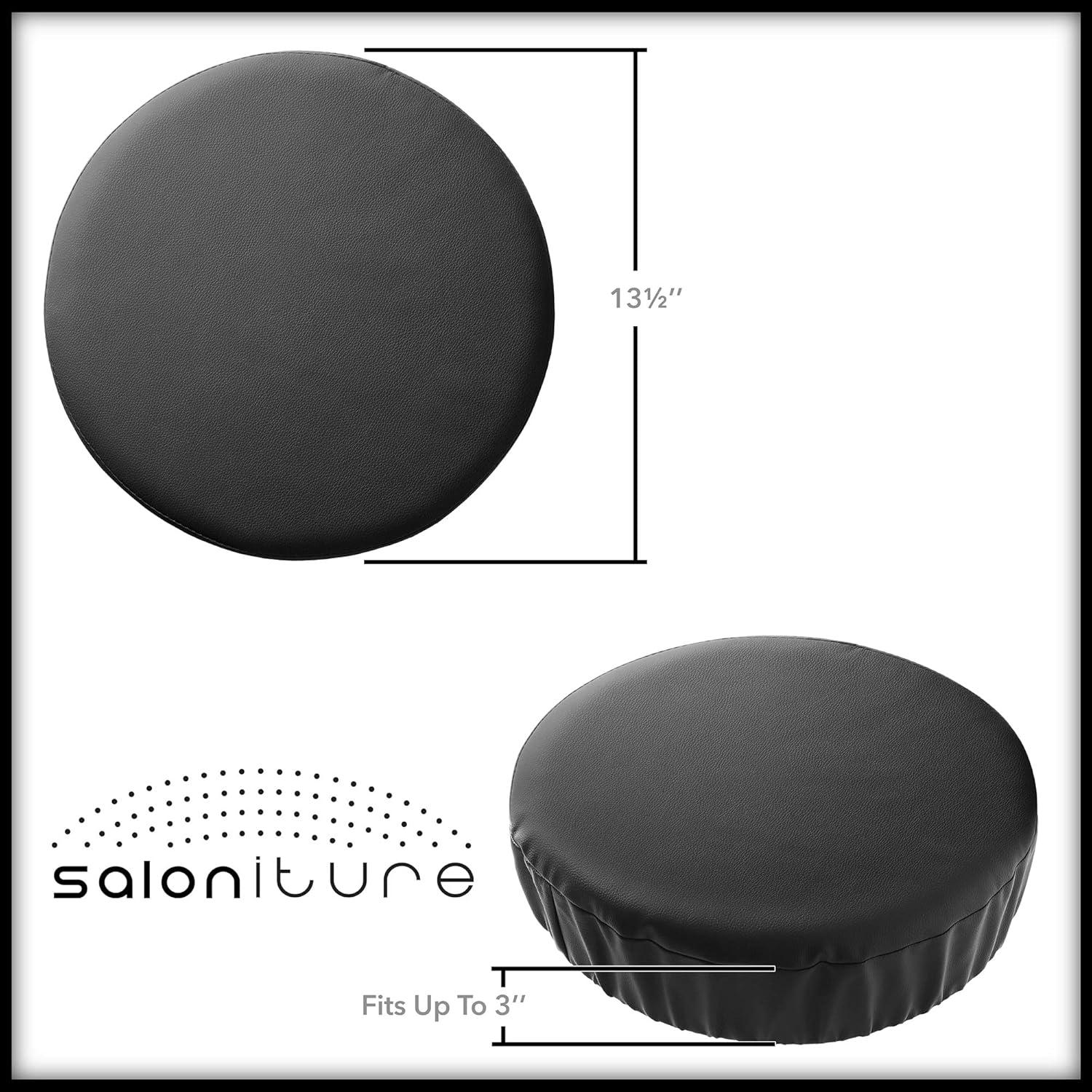 Saloniture 2-Pack Round Stool Seat Cover, 15-1/2" Waterproof Slipcover for Swivel Chair or Barstool - Cream