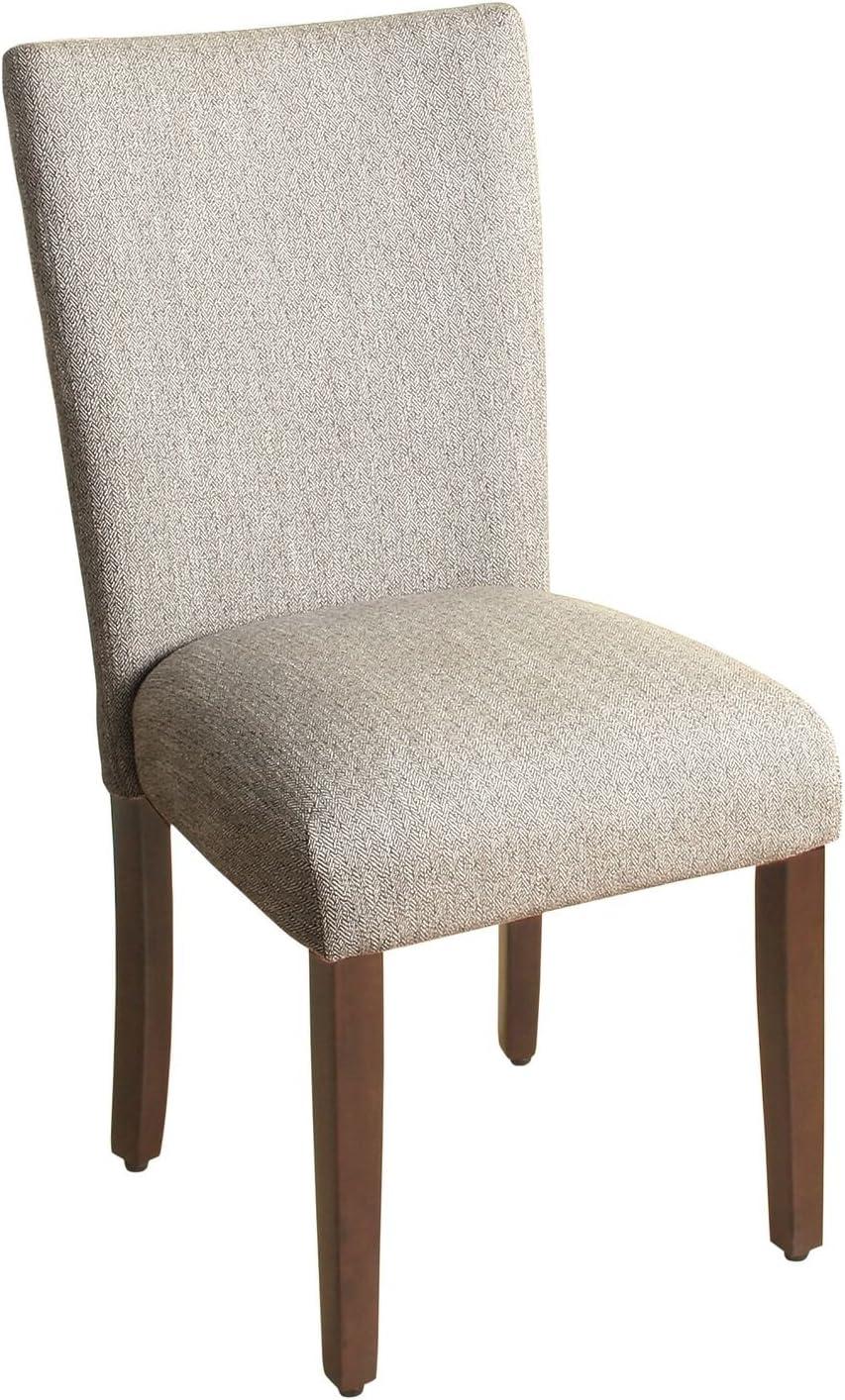 Elegant Light Grey Linen & Wood Parsons Side Chair
