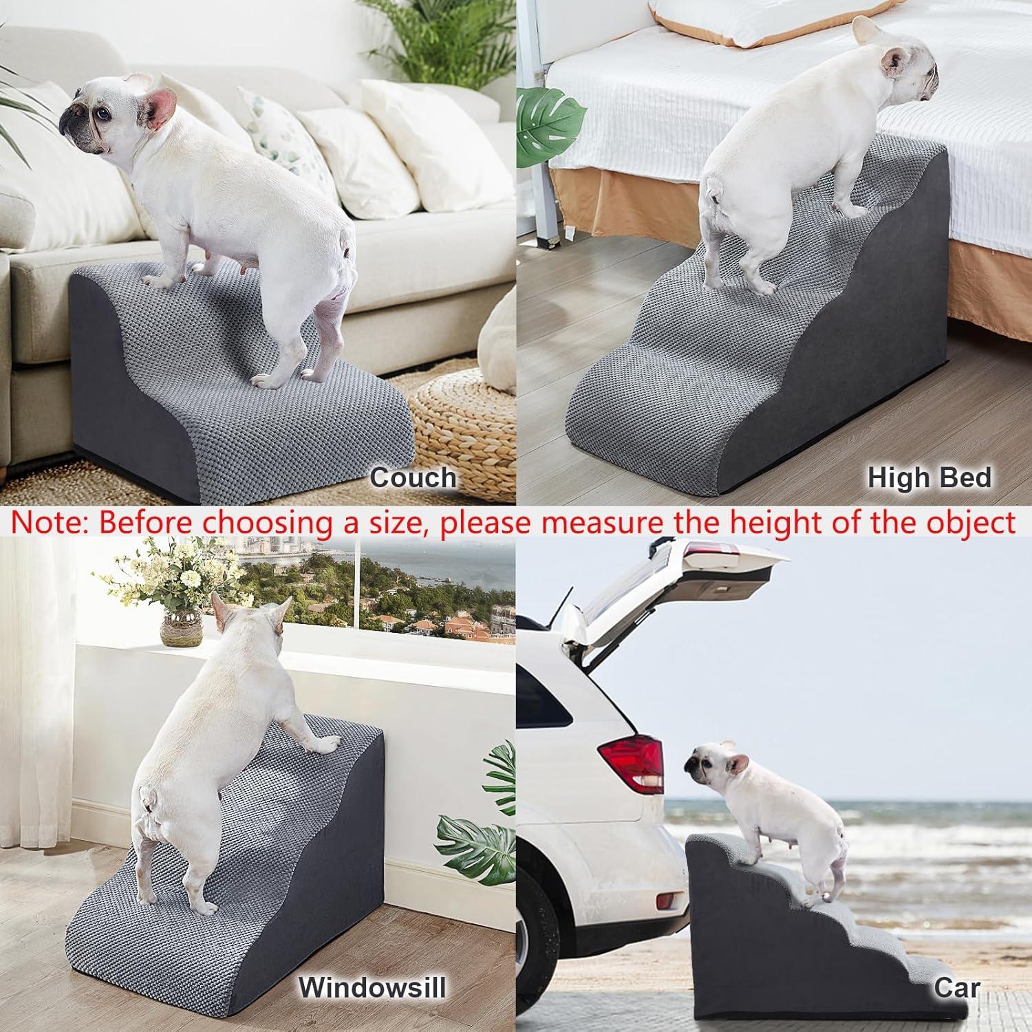 Tucker Murphy Pet™ Dog Stairs Ramps To High Beds And Couch Up To 24'', Dog Step For Small Large Dog With High-Density Foam, 4-Step Pet Stairs With Non-Slip Bottom For Puppy And Cat, Gifts Lint Roller For Dogs
