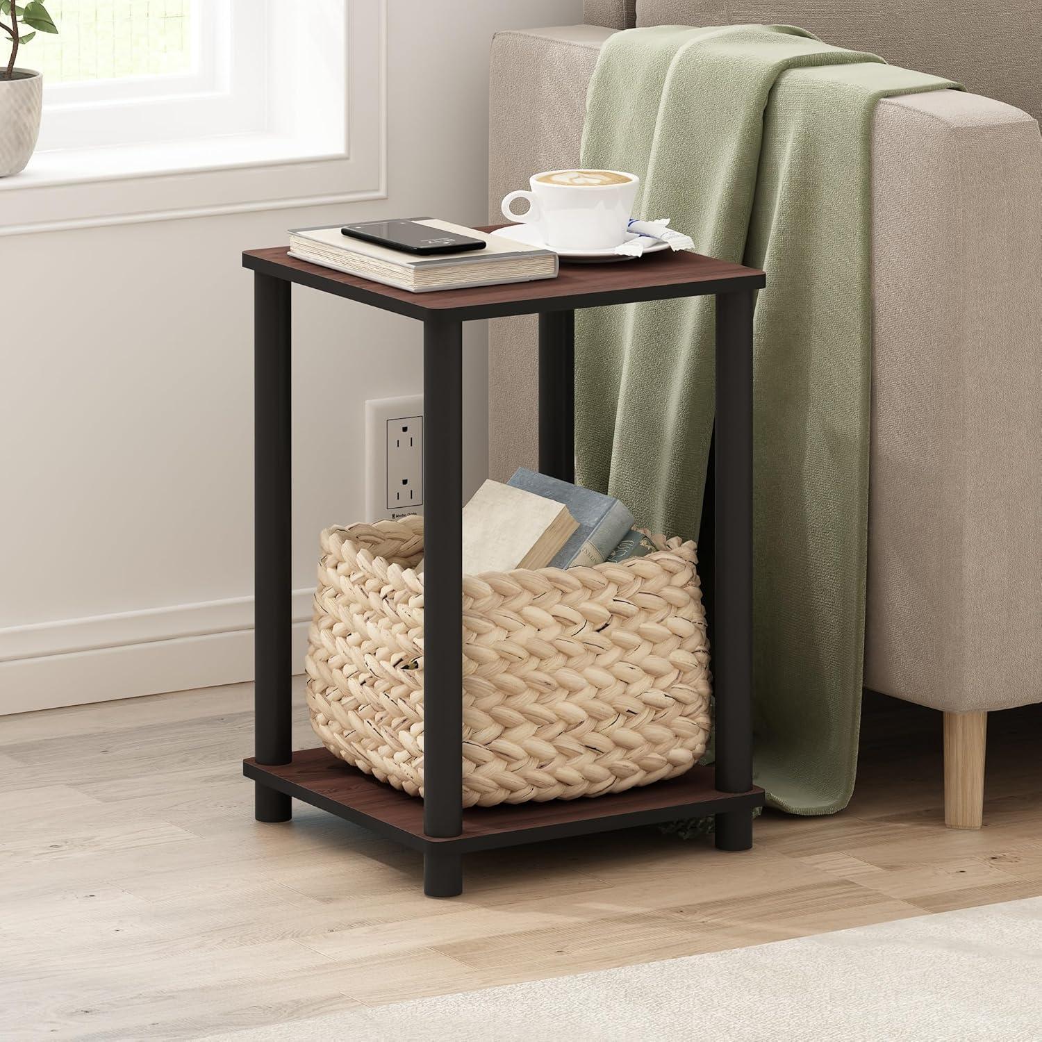 Furinno Turn-N-Tube Haydn Engineered Wood End Table in Dark Cherry/Black