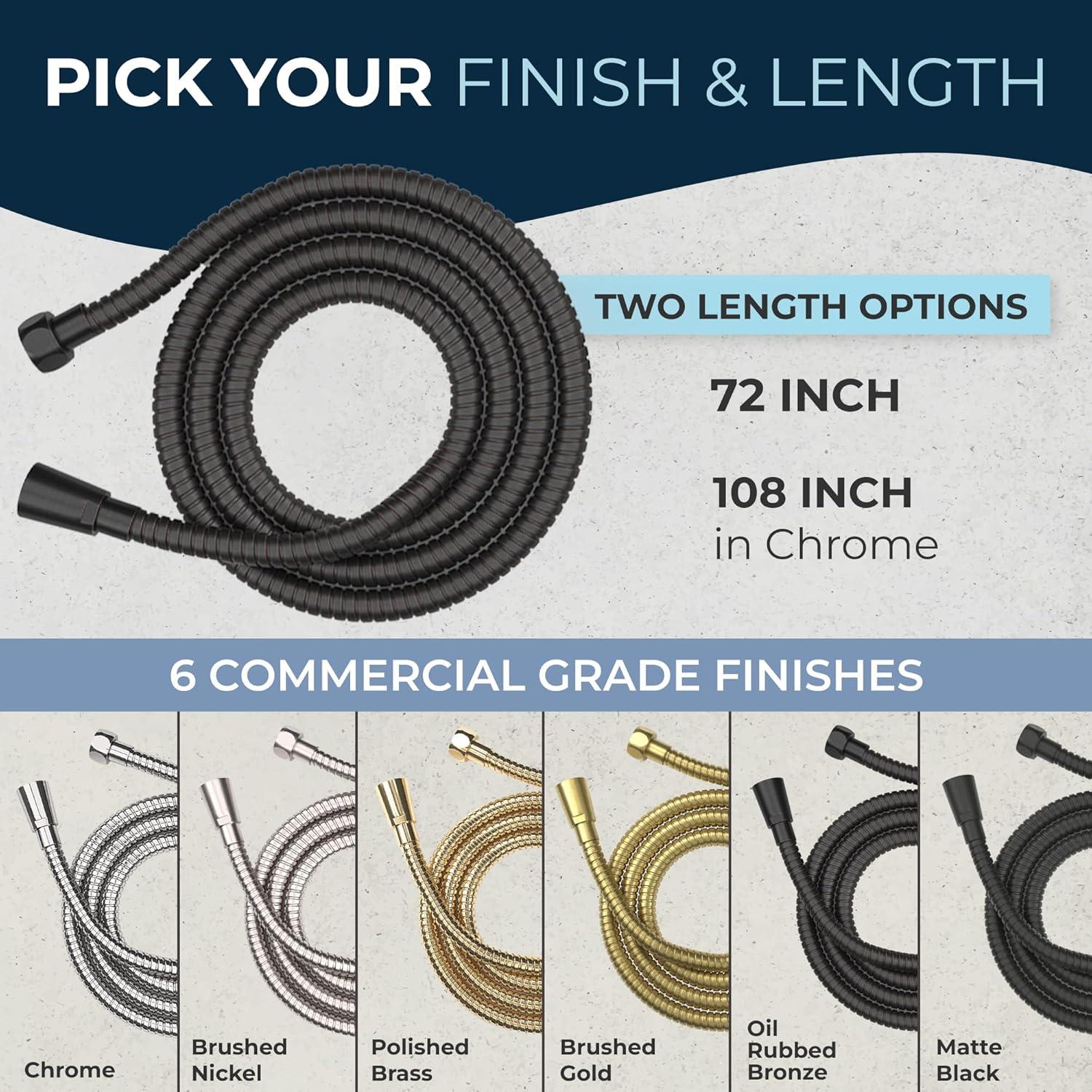 HammerHead Showers® ALL METAL Shower Hose Attachment for Shower Head OIL RUBBED BRONZE – Shower Hose Extra Long - 72 Inch Shower Hose – Universal Shower Hose Replacement Part for Hand Held Shower Hose