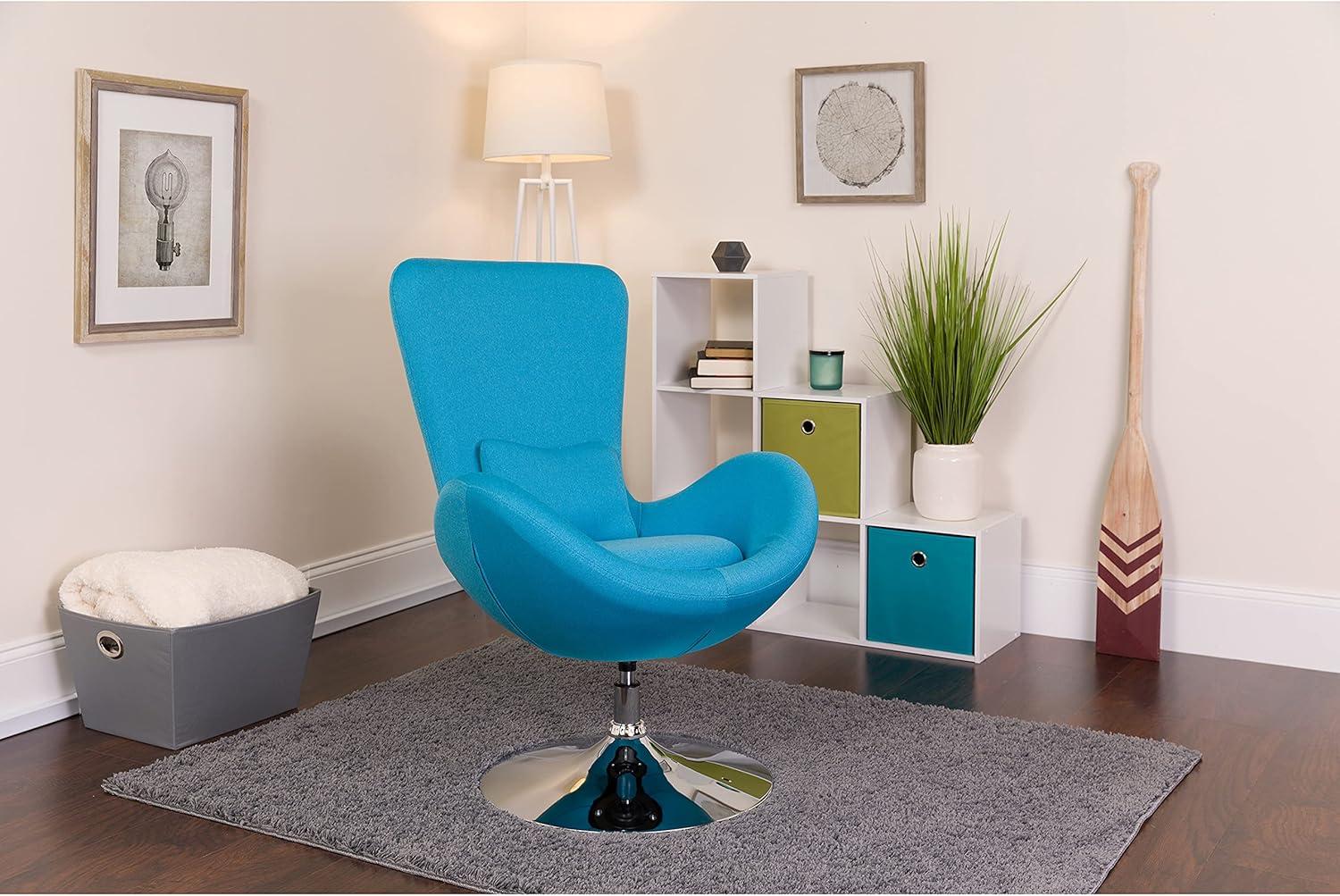 Flash Furniture Egg Series Aqua Fabric Side Reception Chair