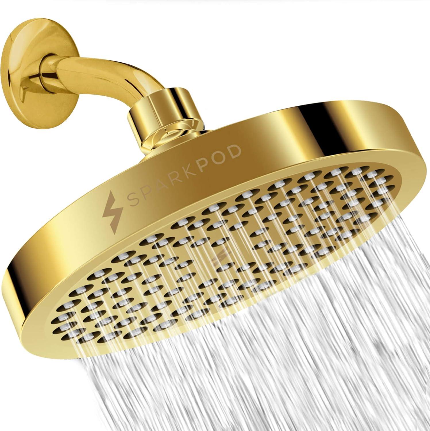 Gold Adjustable High-Pressure Rain Shower Head with Filter