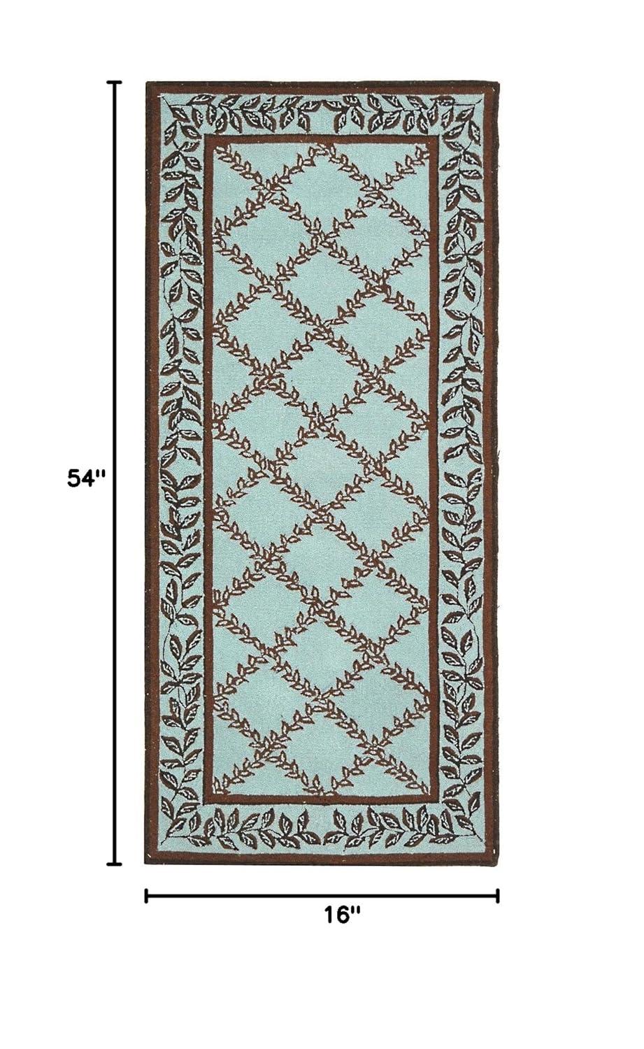 SAFAVIEH Chelsea Alecia Geometric Borders Wool Area Rug, Ivory/Light Blue, 8'9" x 11'9"