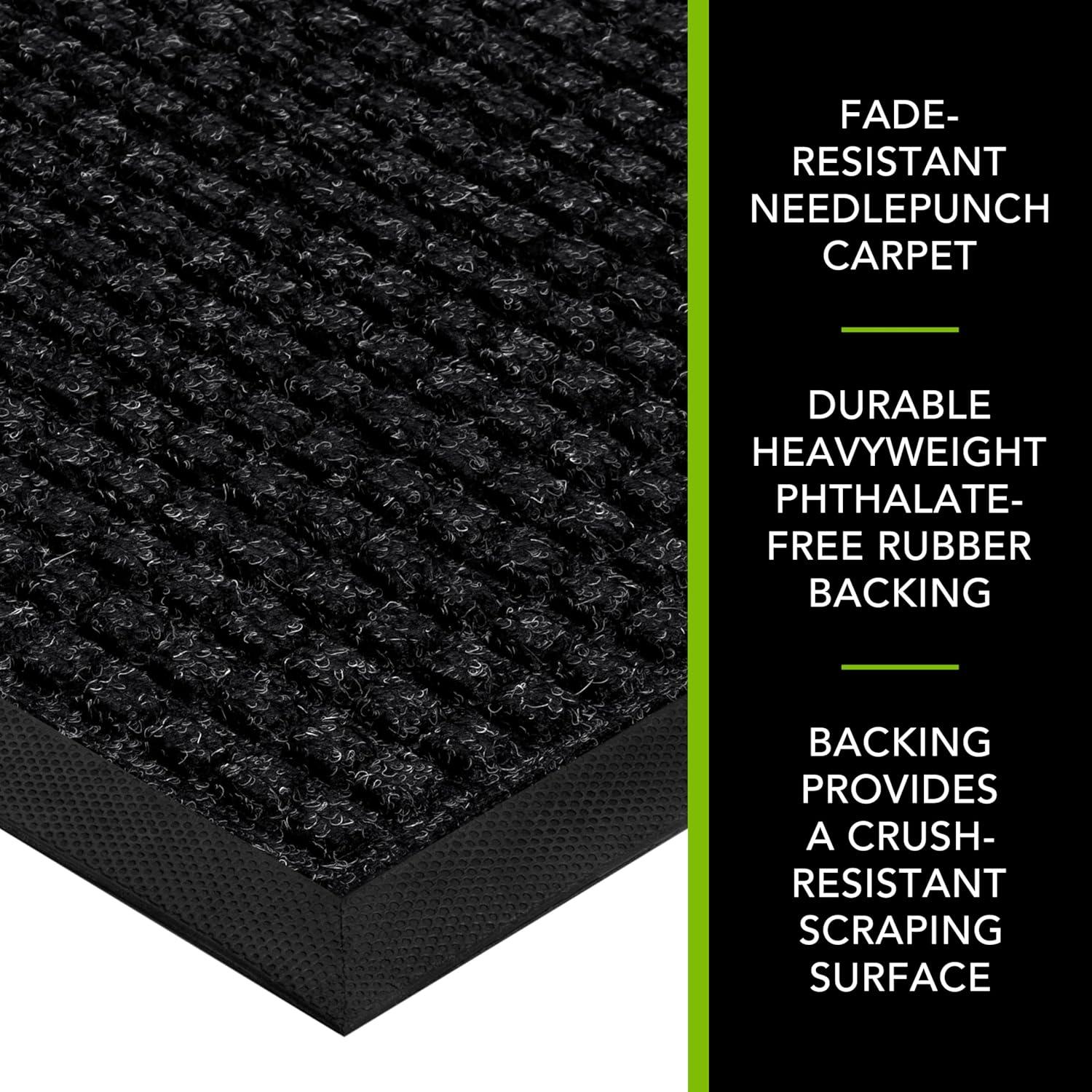 Black Polypropylene Indoor/Outdoor Non-Slip Door Mat 36" x 60"