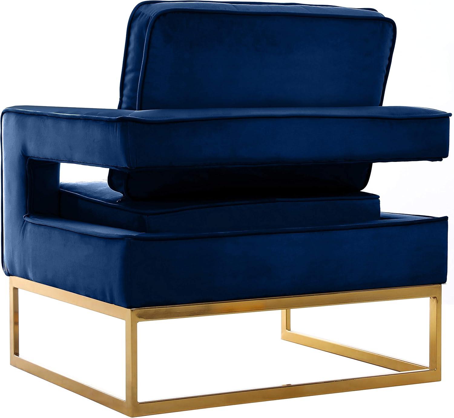 Meridian Furniture Noah Navy Velvet Accent Chair with Gold Iron Base