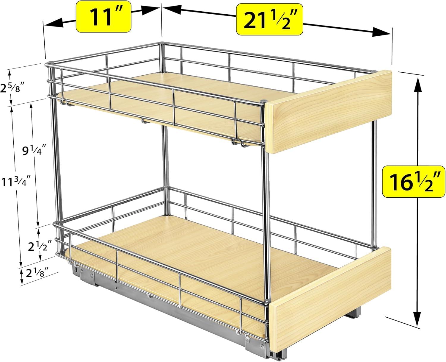 Lynk Professional 2-Tier Wood and Steel Pull Out Organizer