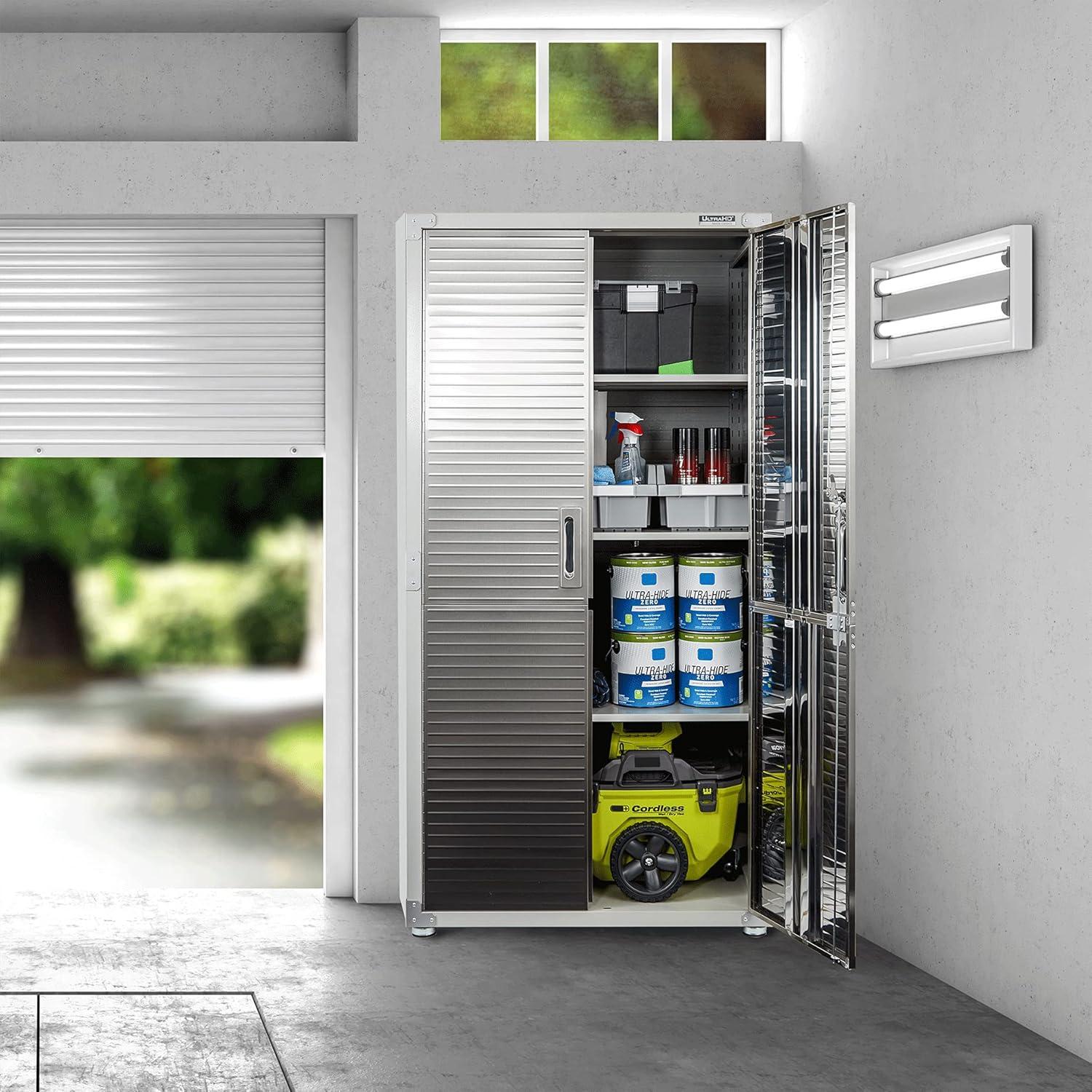 Seville Classics UltraHD Steel 2-Door Lockable Garage Storage Cabinet, 36 x 24 x 72, Granite Gray