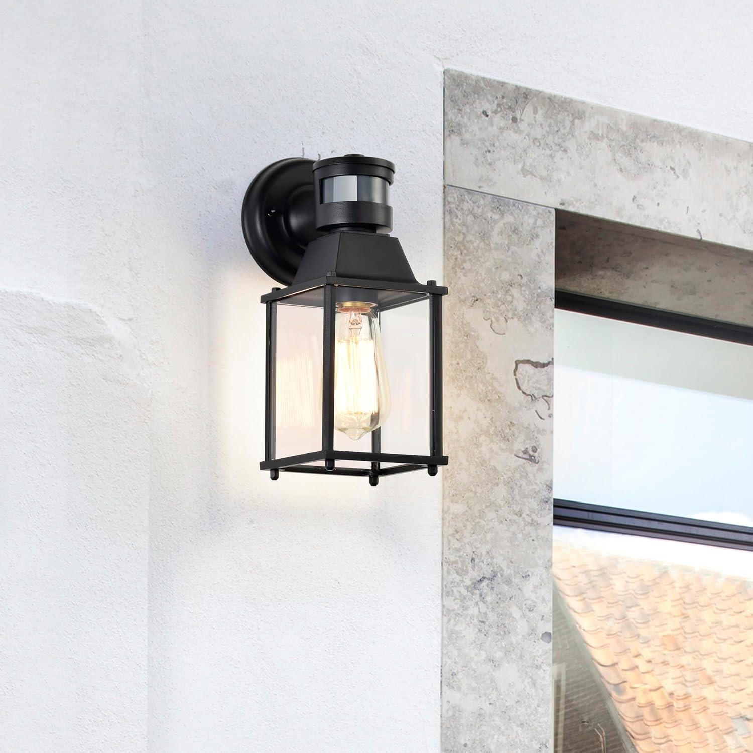 outdoor wall 1-light with motion sensor black