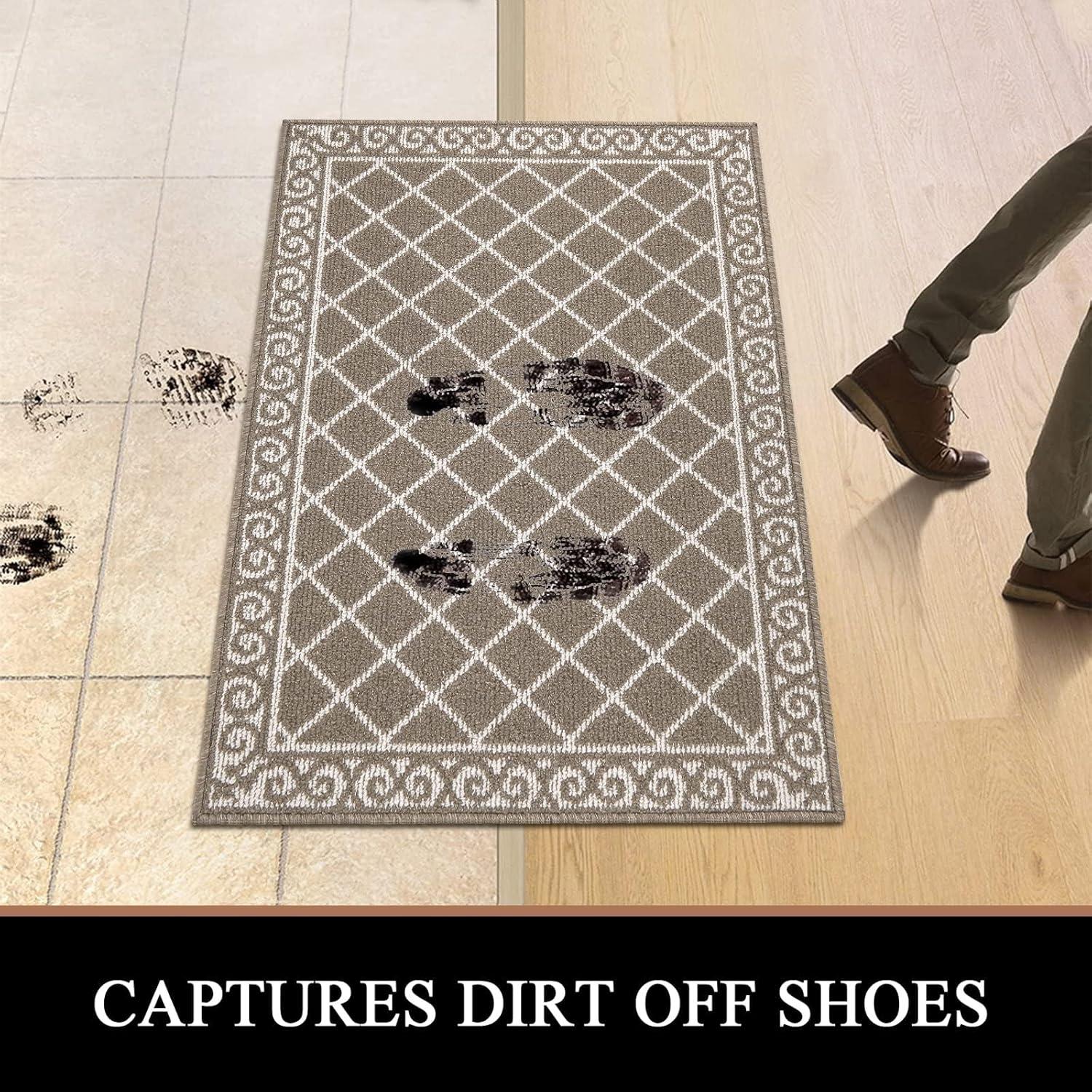 HEBE Indoor Door Mat 32"x48" Non Slip Front Door Welcome Mats Washable Shoe Mats Dirt Trapper for Entryway Low Profile Kitchen Carpet for Entrance Hallways Entrance Mat for Dogs