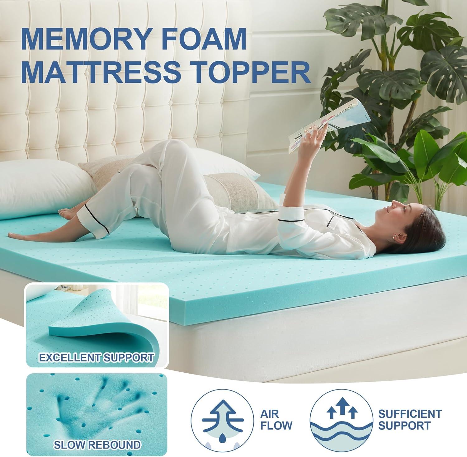 Full Blue Gel Memory Foam Mattress Topper