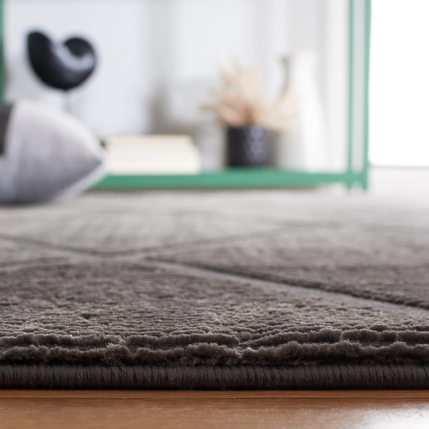 SAFAVIEH Revive Lorrin Diamond Polyester Area Rug, Charcoal, 9' x 12'