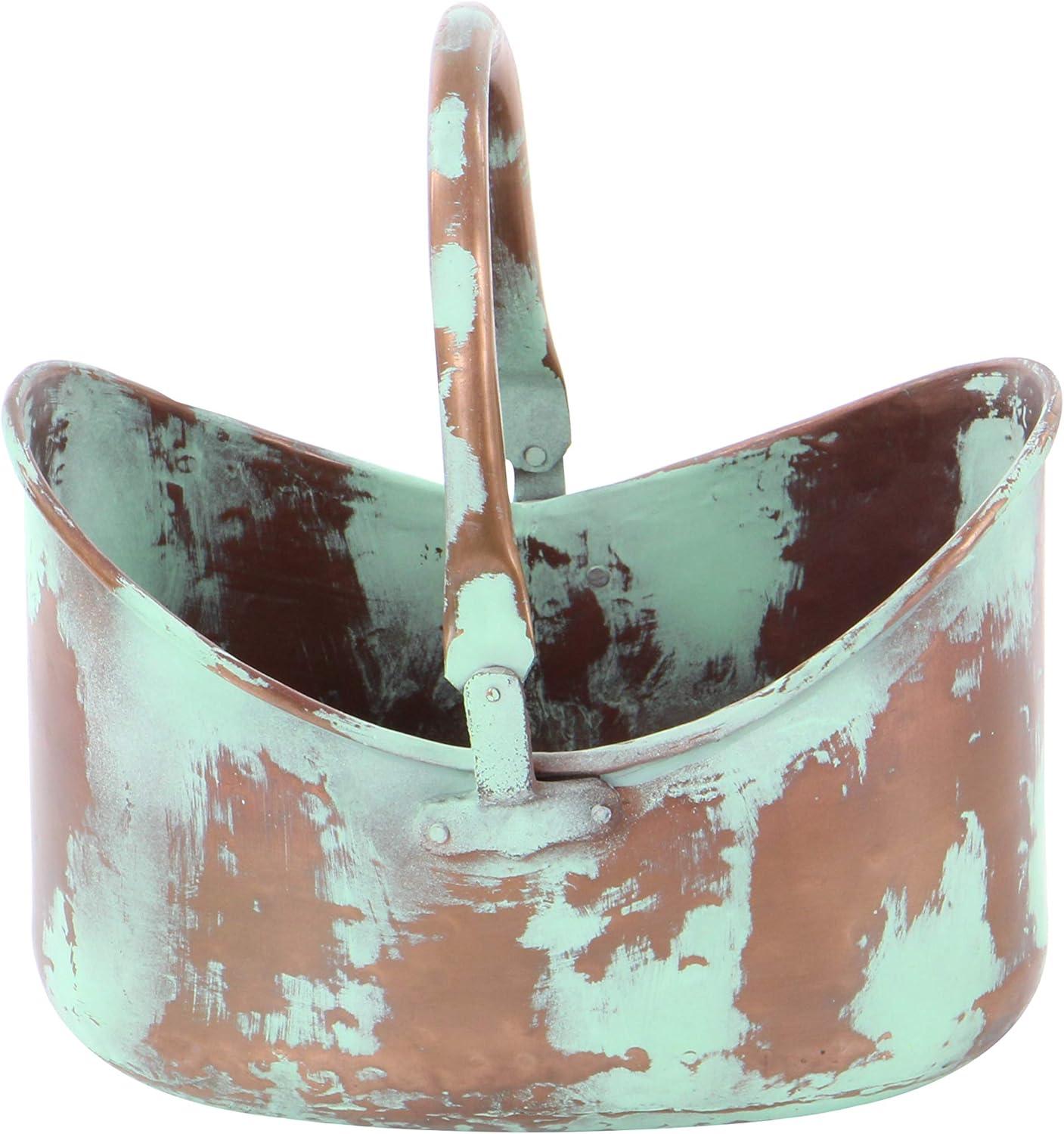 Patina Tulip Copper Metal Planter Set of 3 with Handles