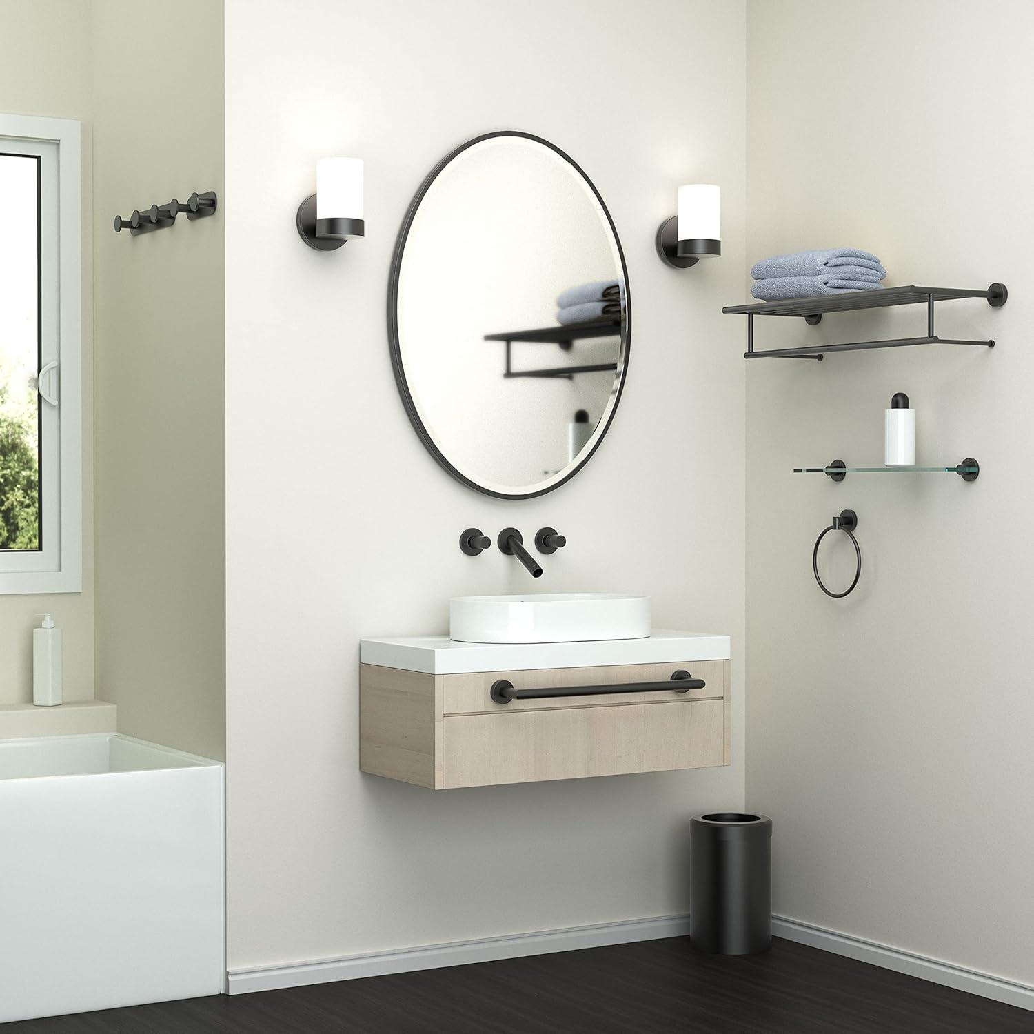 Flush Mount Framed Bathroom Vanity Mirror | Oval Framed Wall Mirror with Beveled Edge | Decorative Wall Mirror for Bathroom, Bedroom, Hallway, Entryway