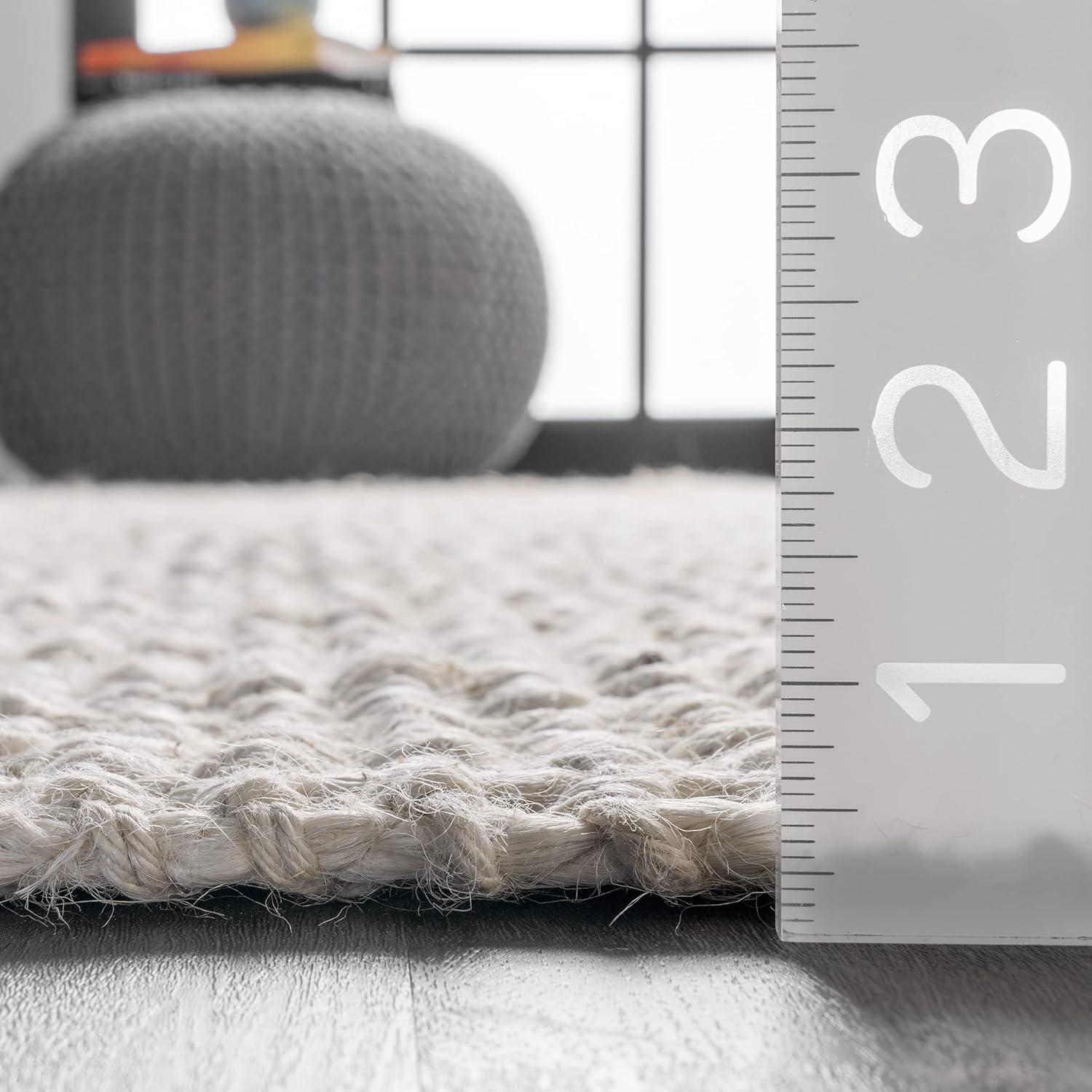 Handwoven Off-White Chunky Jute 2' 6" x 6' Runner Rug