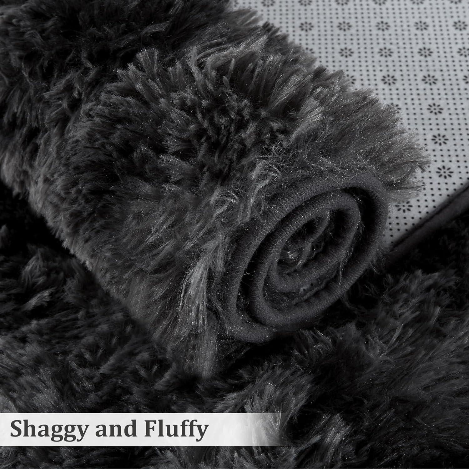 Large Shag Rug 6 x 9 for Living Room, Fluffy Blush Pink Area Rug for Girls Kids Bedroom, Soft Fuzzy Plush Throw Carpet, Non Slip Modern Indoor Shaggy Rug for Home Decor Aesthetic