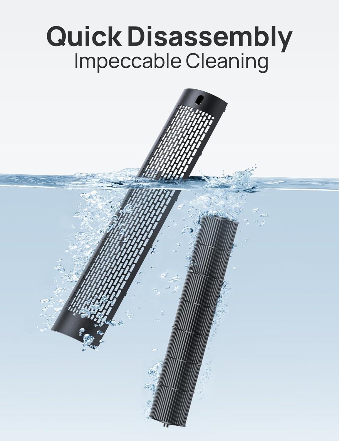 Dreo Smart Tower Fans for Home, 90° Oscillating Fan Bedroom Indoors, Voice Control Floor with 12H Timer, 42 Inch Quiet Bladeless Standing LED Display, 9 Speeds, Work Alexa/Google