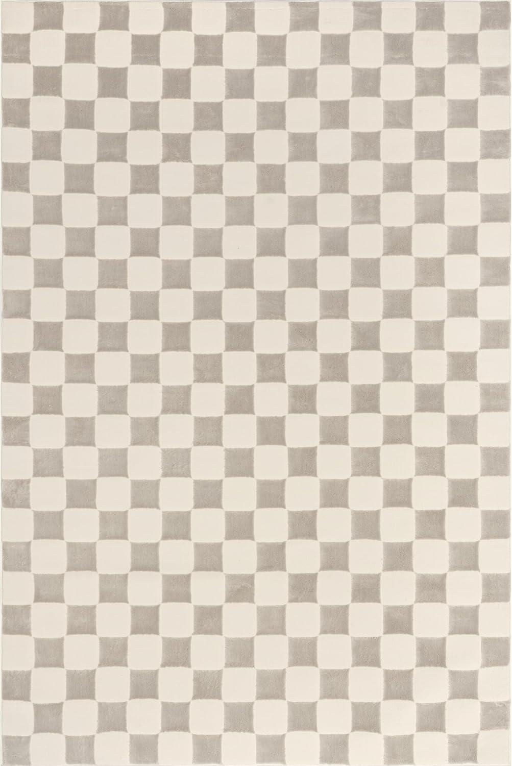 Nuloom Alaiya Checkered Pet Friendly Textured Machine Washable Area Rug, 5' x 8', Cream