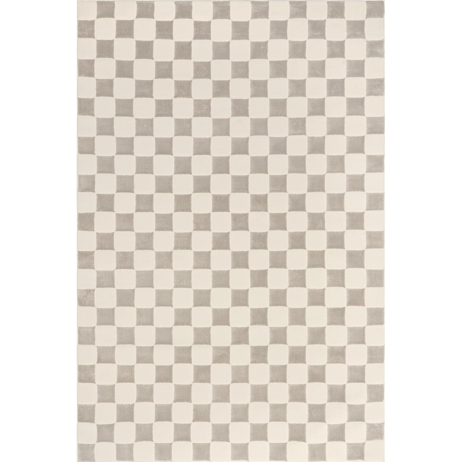 Nuloom Alaiya Checkered Pet Friendly Textured Machine Washable Area Rug, 5' x 8', Cream