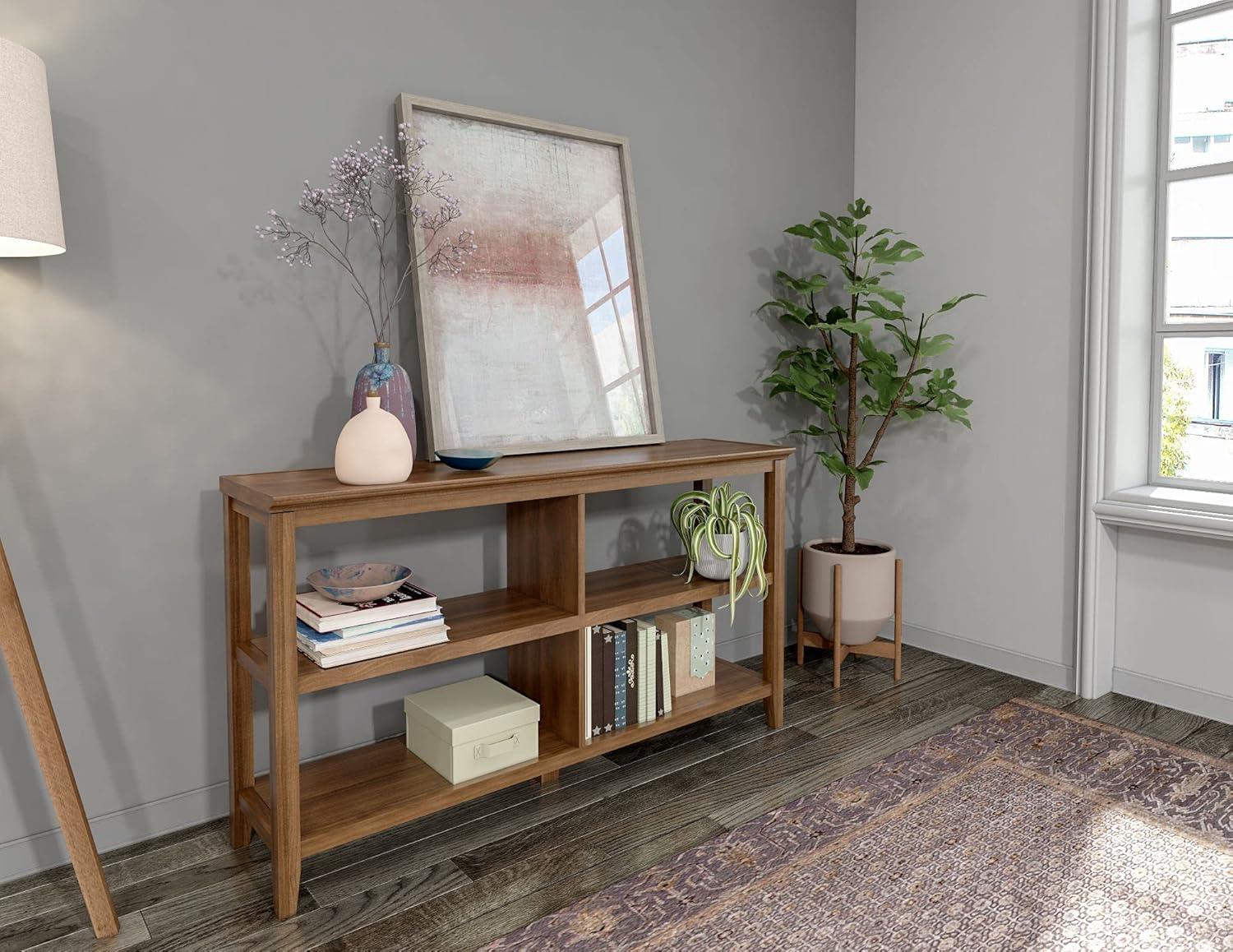 HomeRoots Brown Solid Wood Double Bookcase