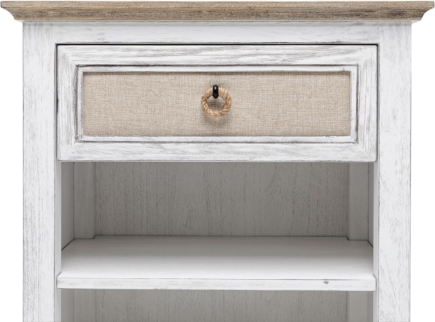 Beach Sand Weathered White Coastal 1-Drawer Nightstand