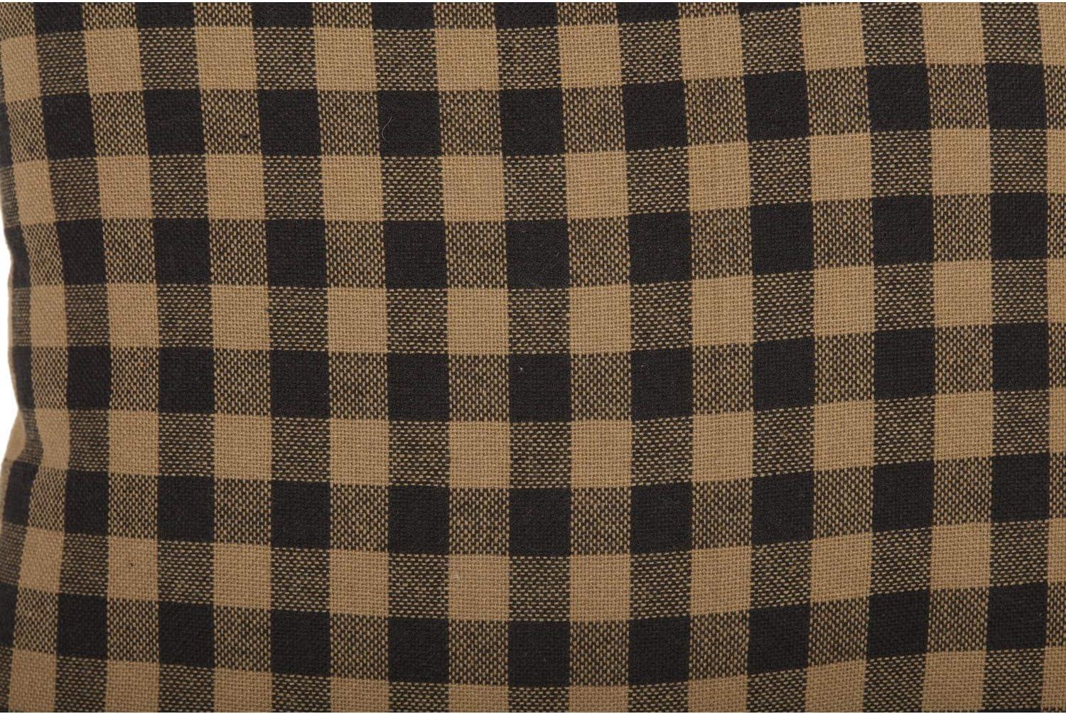 VHC Brands Black Check, Cotton, 12x12, Pillow, Fabric, Black