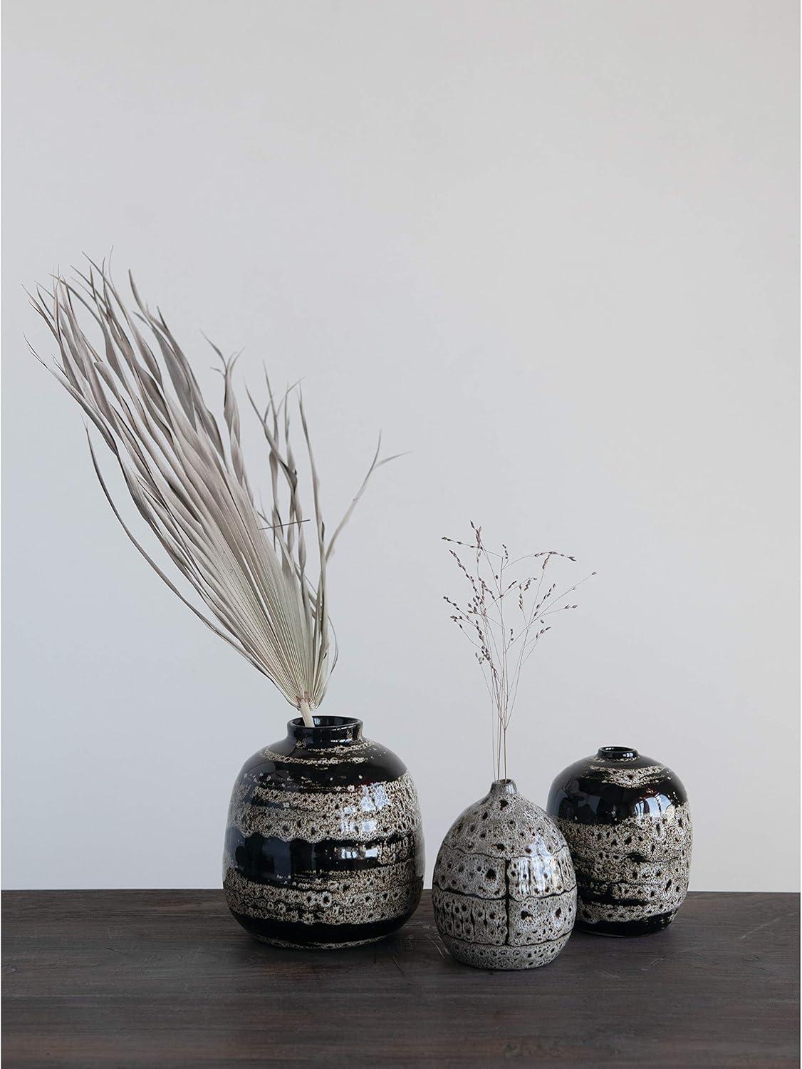 Abishan Round Decorative Terra-cotta Vases with Distressed Design and Reactive Glaze