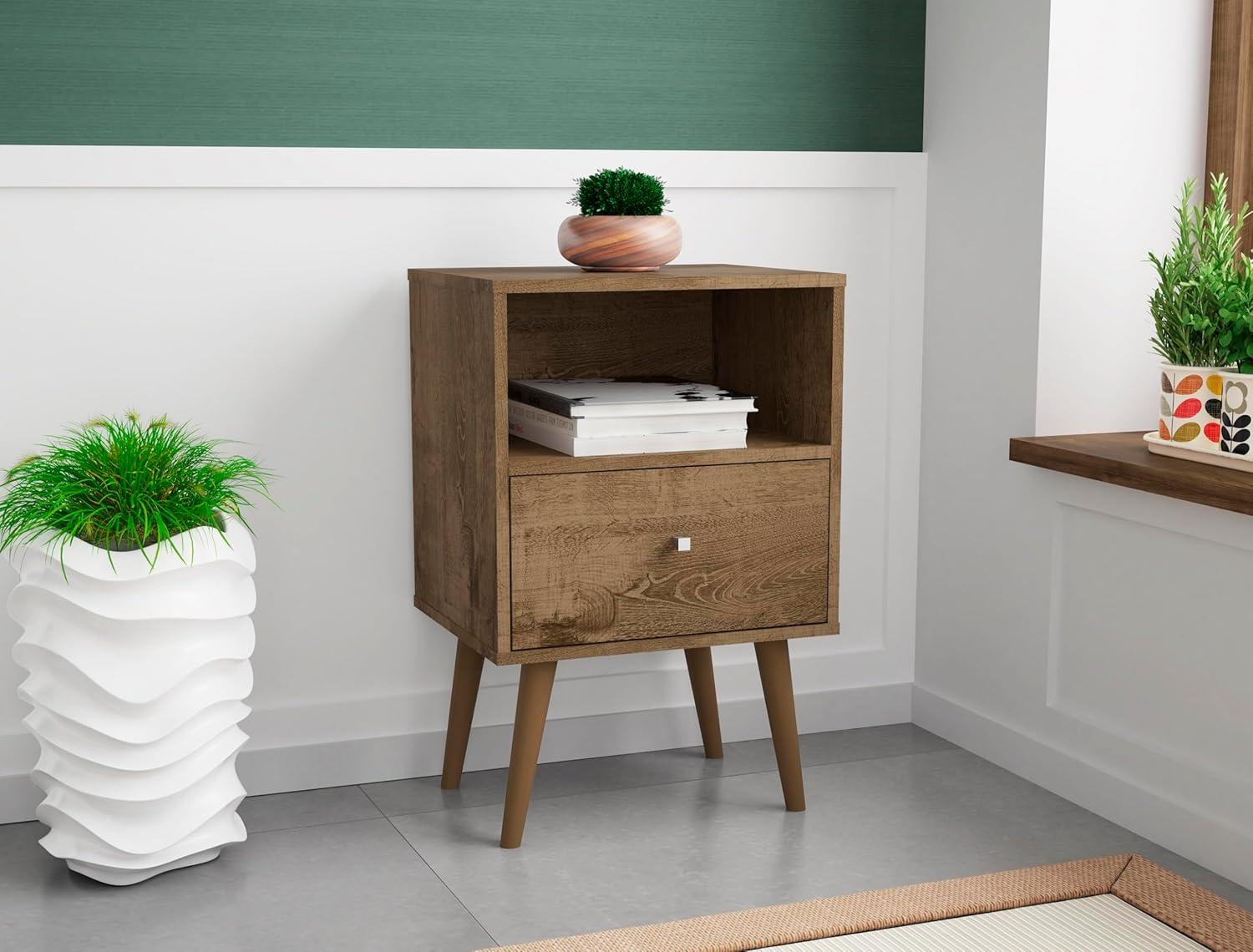 Liberty 1.0 Mid Century Modern Nightstand Brown - Manhattan Comfort