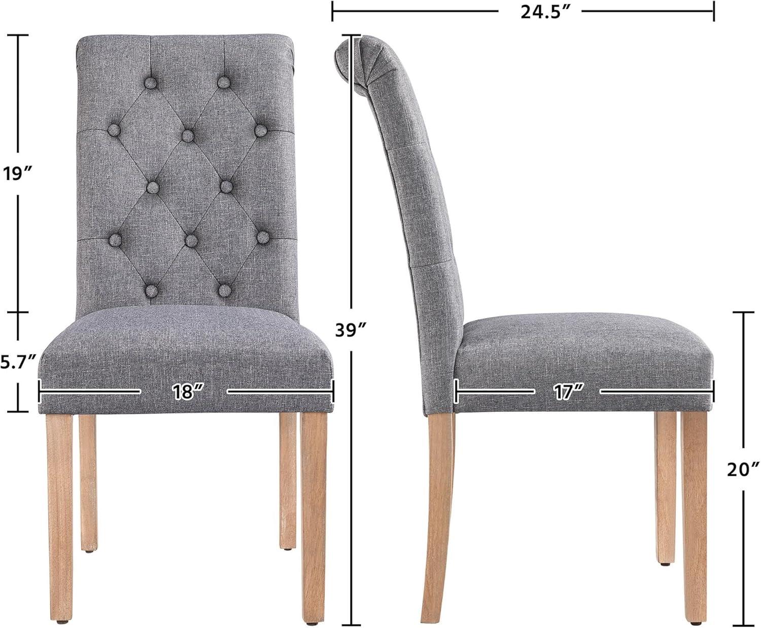 Alden Design Tufted Upholstered High Back Parson Dining Chair, Set of 2, Gray