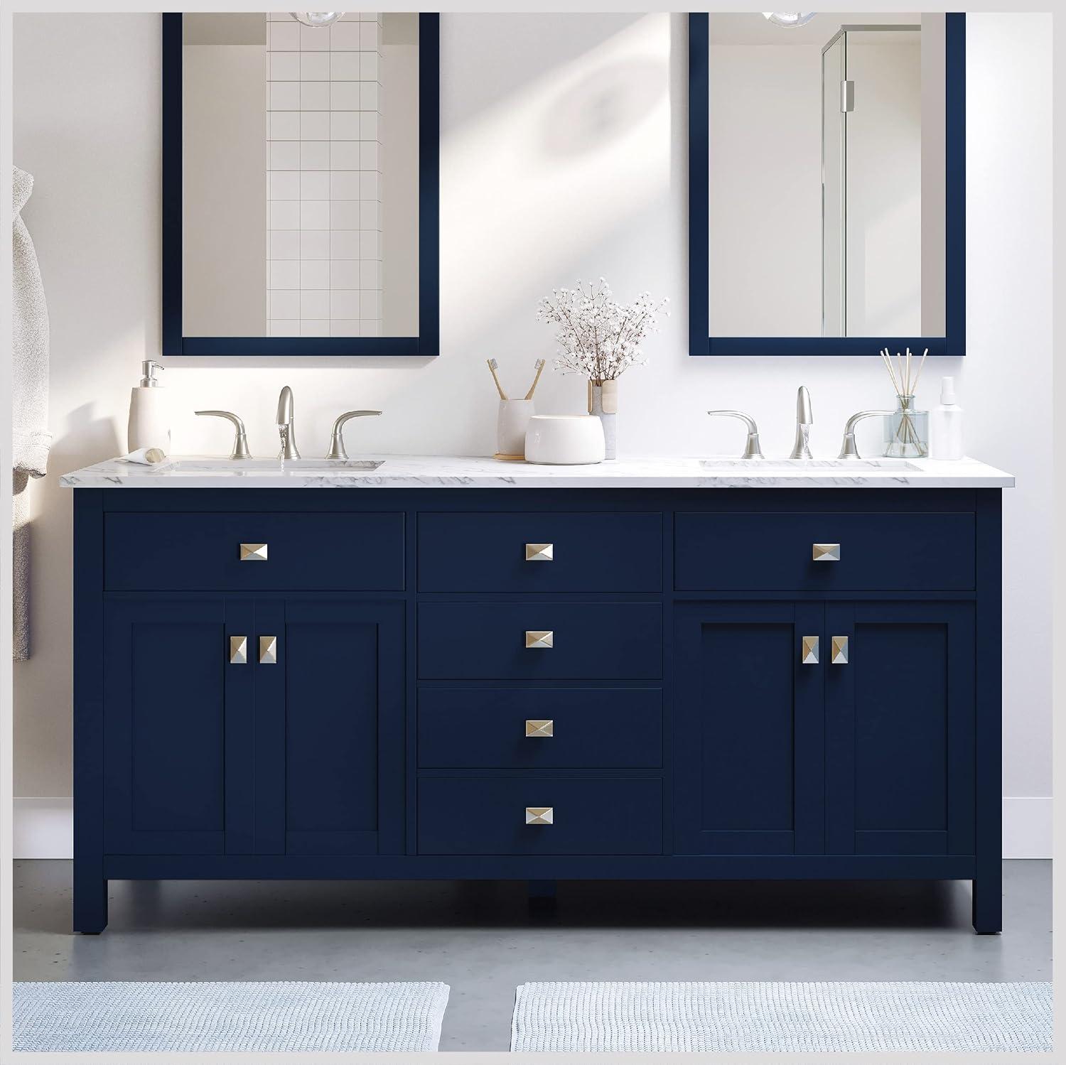 Artemis 60" Blue Double Sink Vanity with Quartz Top