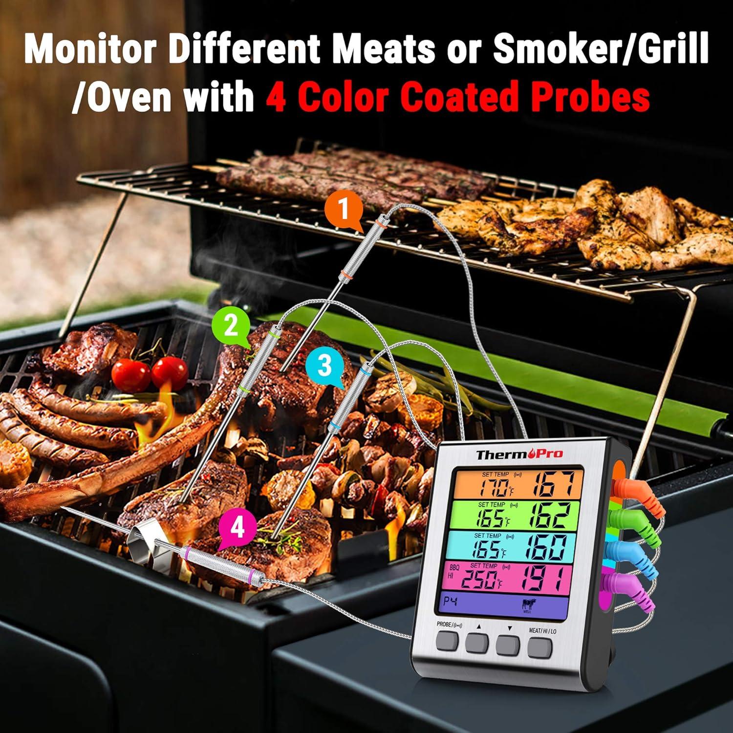 ThermoPro Digital Meat Thermometer with 4 Probes and Backlit LCD