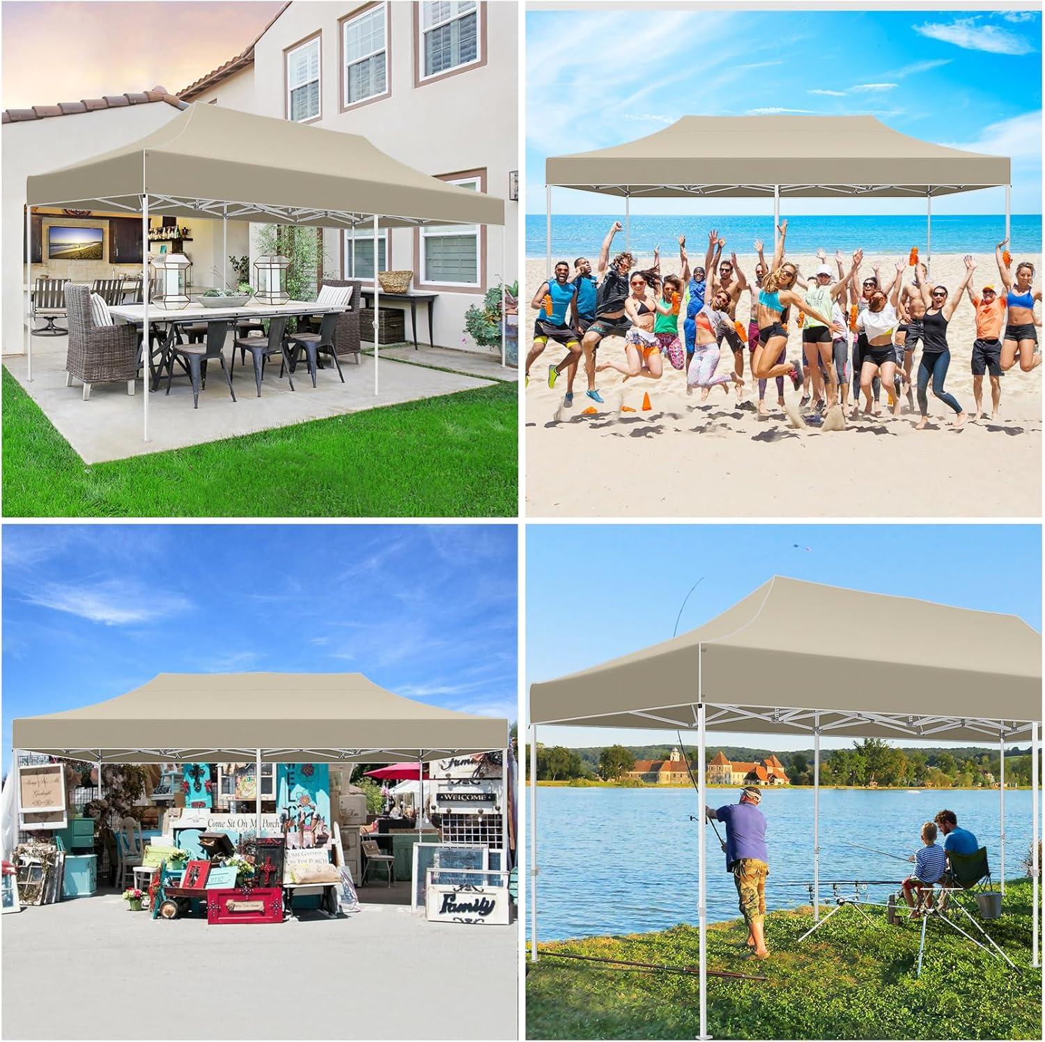 HOTEEL 10'Wx20'D Heavy Duty Pop up Canopy Tent with 6 sidewalls Easy Up Commercial Outdoor