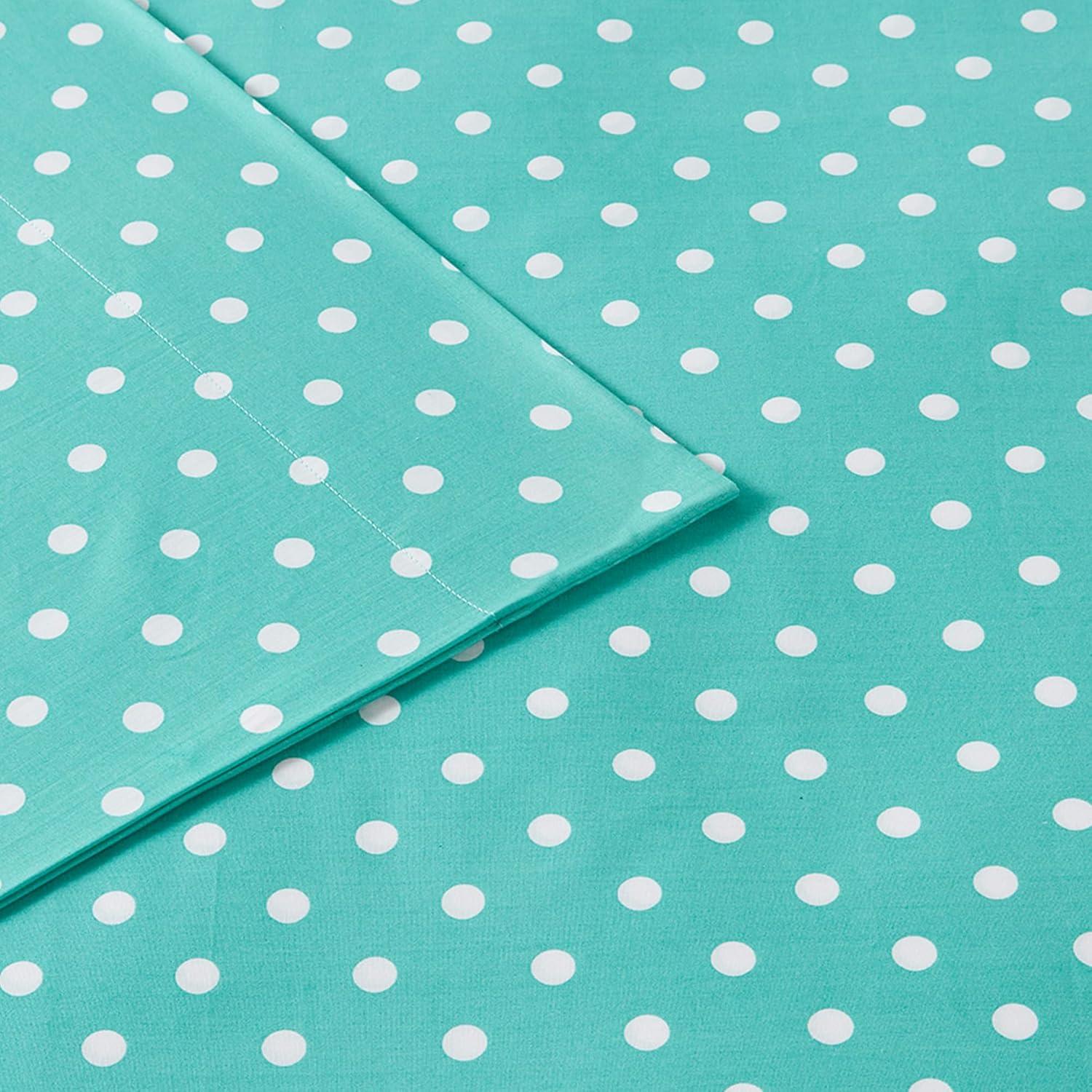 Seafoam Polka Dot Cotton Percale Full Sheet Set