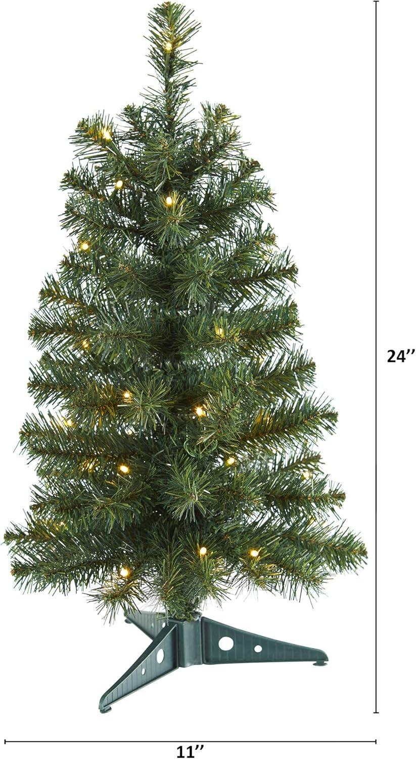 2ft Green Prelit Artificial Christmas Tree with LED Lights