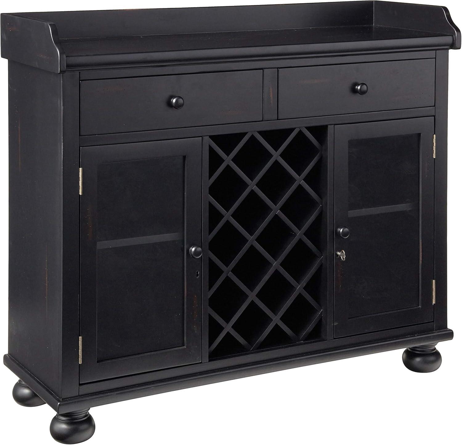 Worn Black 41" Hardwood Wine and Bar Console