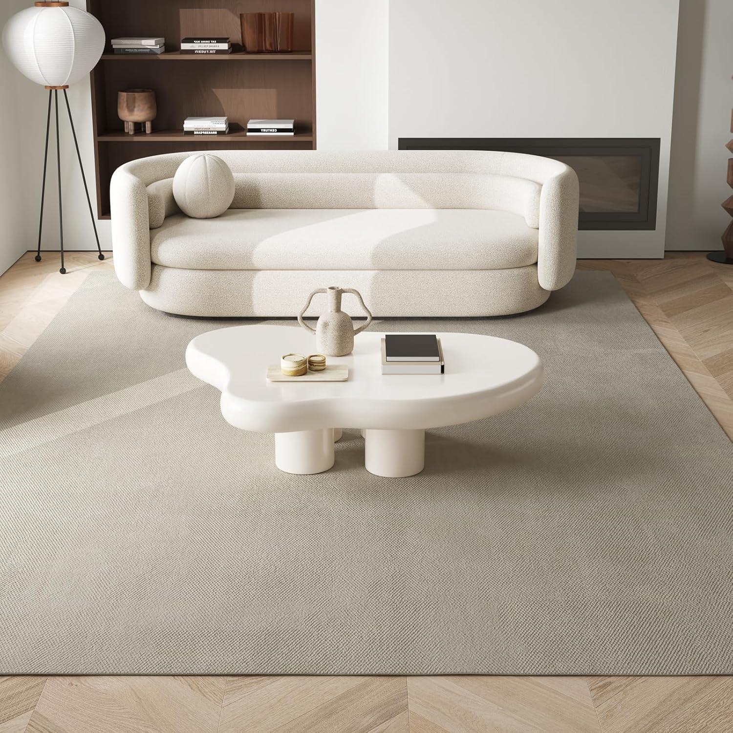 Guyii 41.02" Cream White Cloud Coffee Table, Irregular Coffee Table with 3 Legs for Living Room, Office