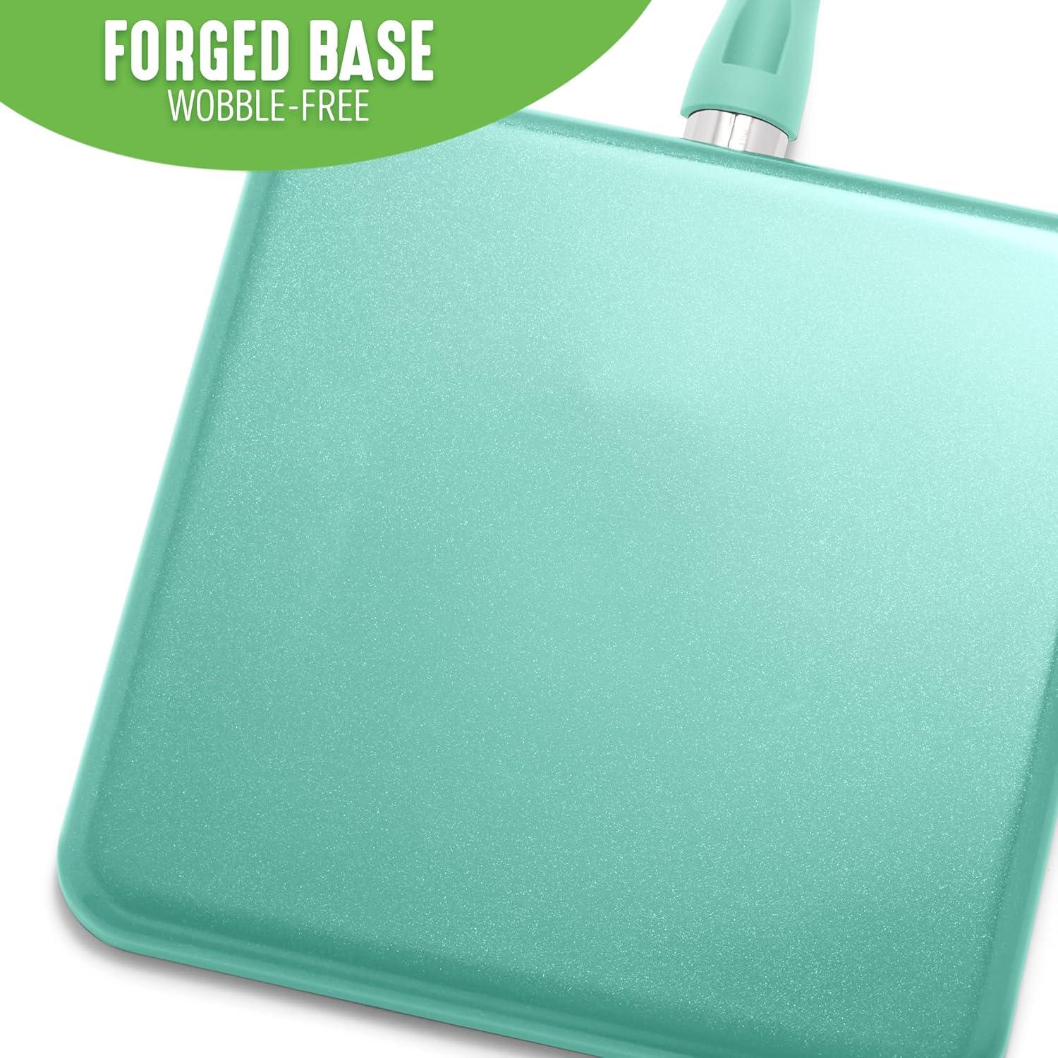 Turquoise Ceramic Nonstick 11" Square Griddle Pan