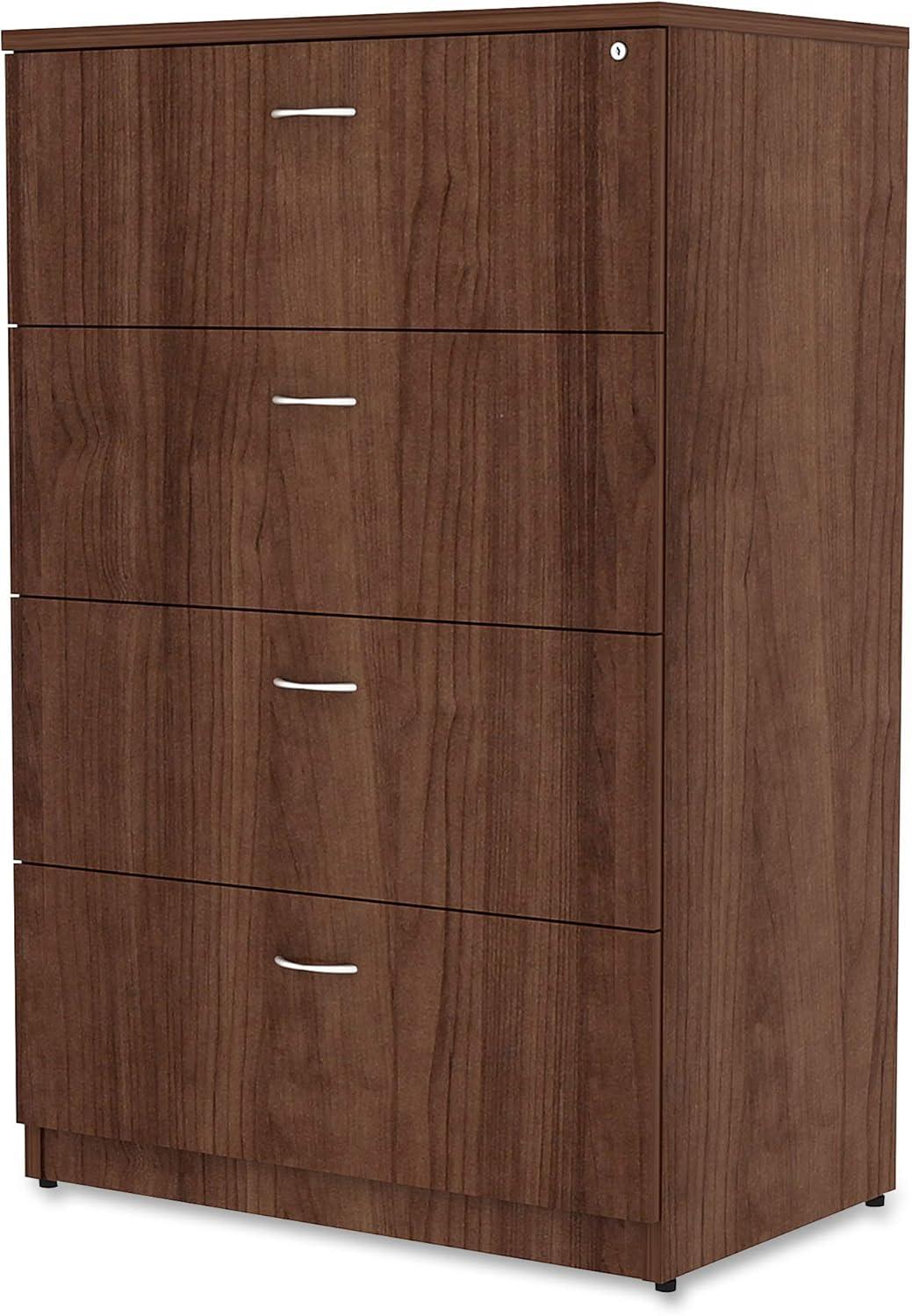 Walnut 4-Drawer Lateral Legal File Cabinet with Central Lock